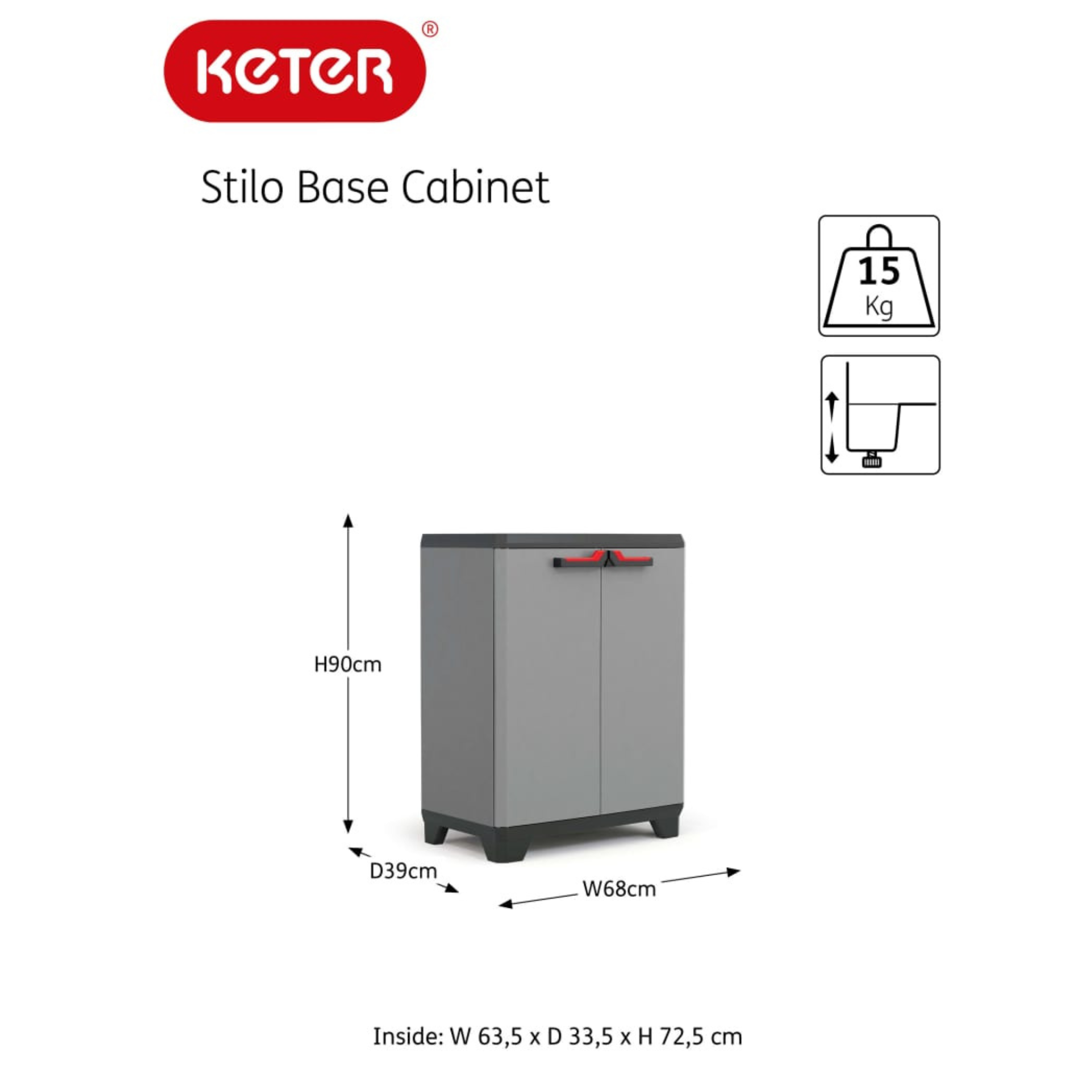 "Antonella" plastic garden cabinet, 68x39 cm