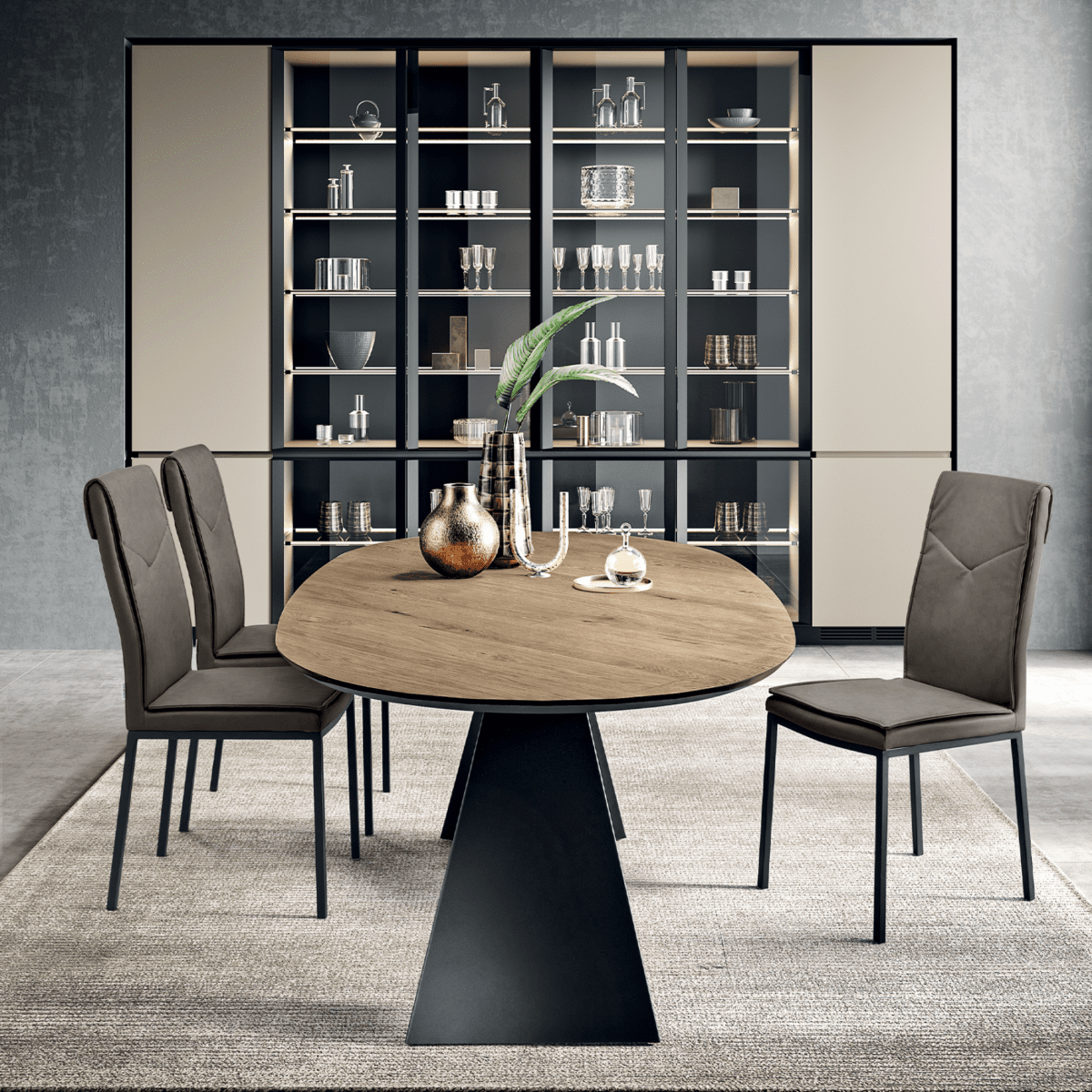 Tavolo fisso moderno da pranzo "Nargy" con base in metallo e piano in rovere cm 210x109 75h - MondoViro