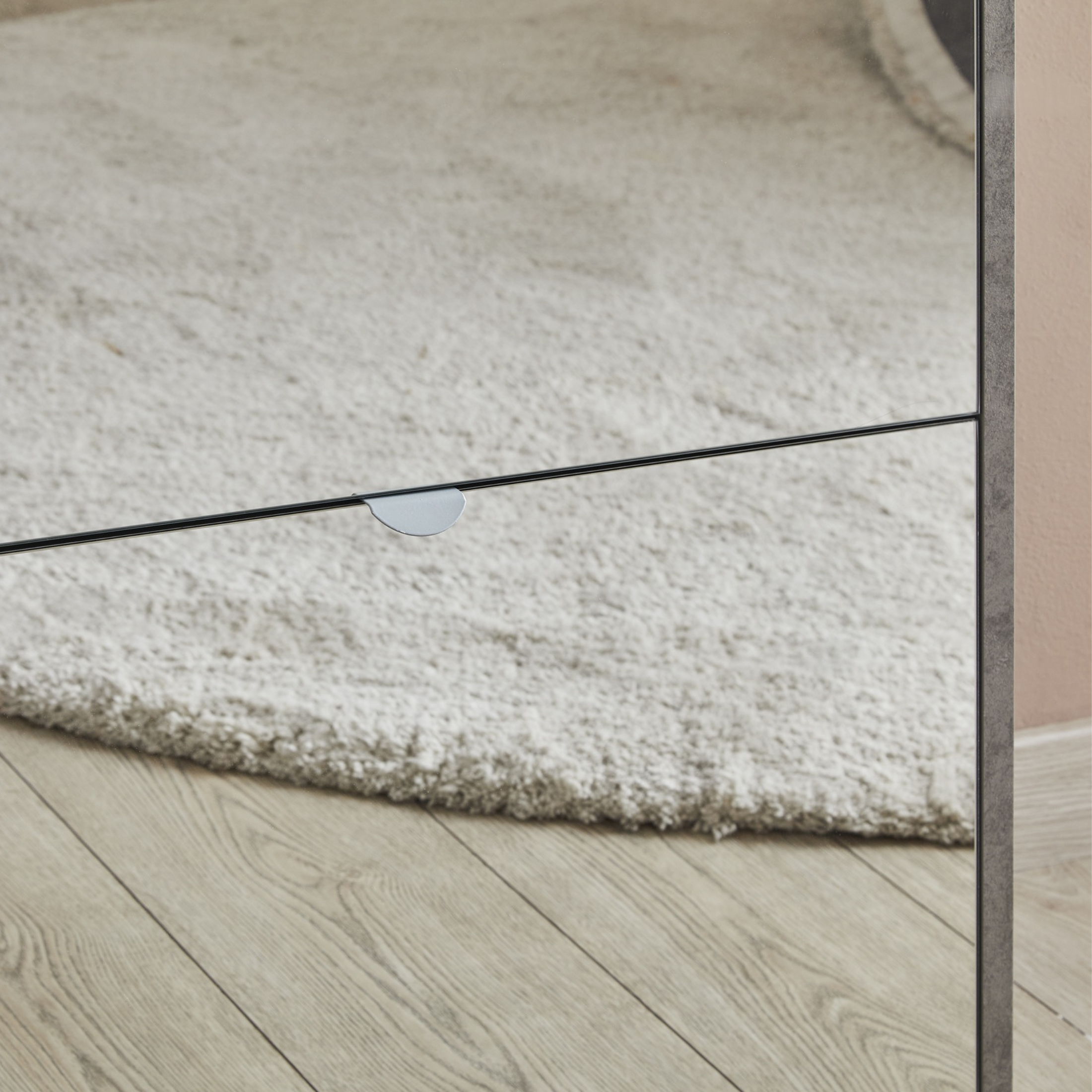 "Zoe" 4-door mirrored shoe rack with 1 wooden drawer, 63x29 cm, 164 cm high