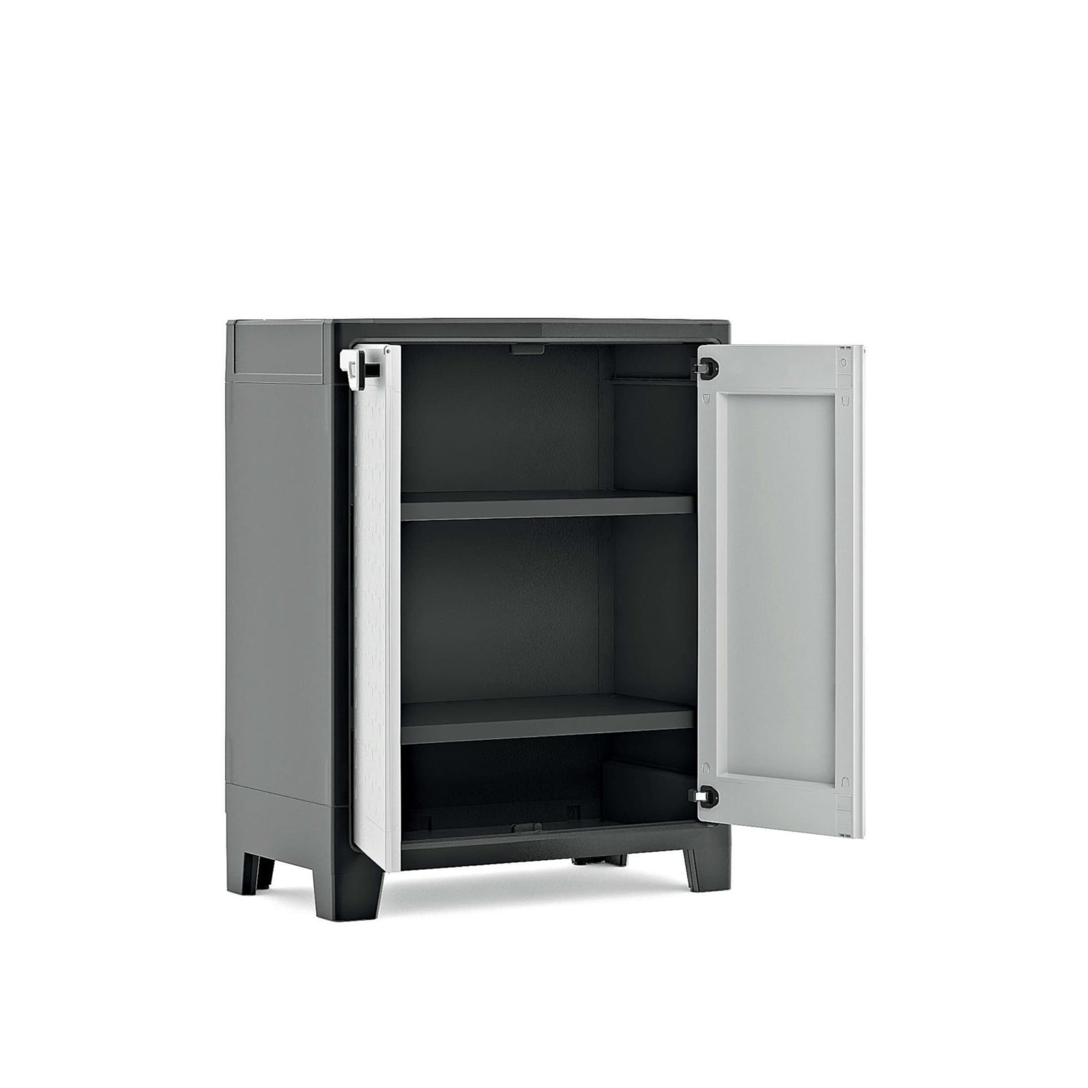 XL "Hitan" resin garden cabinet with internal shelves and raised feet