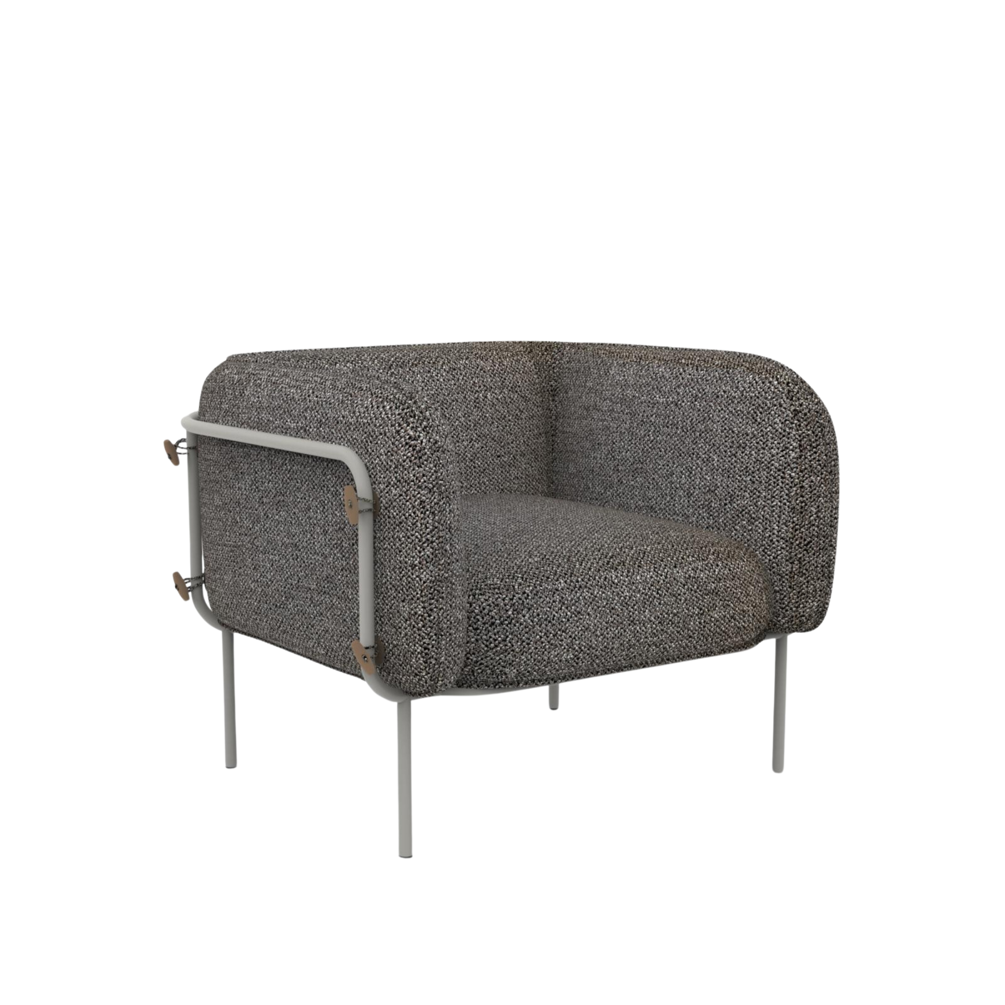 "Alamari" armchair in removable waterproof fabric, metal frame, 95x87 cm, 74h