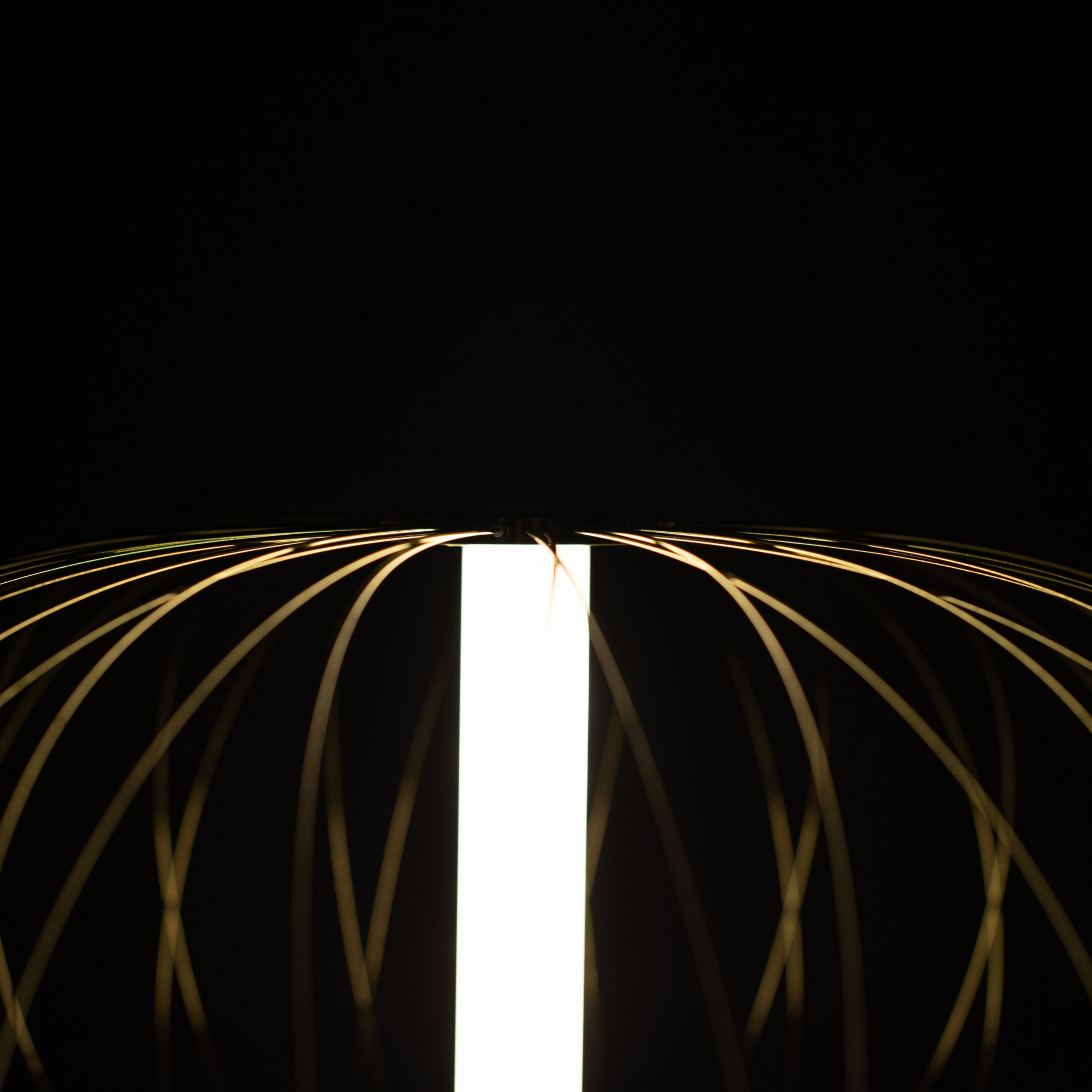 "Jaula" LED floor, table and hanging lamp with steel shade