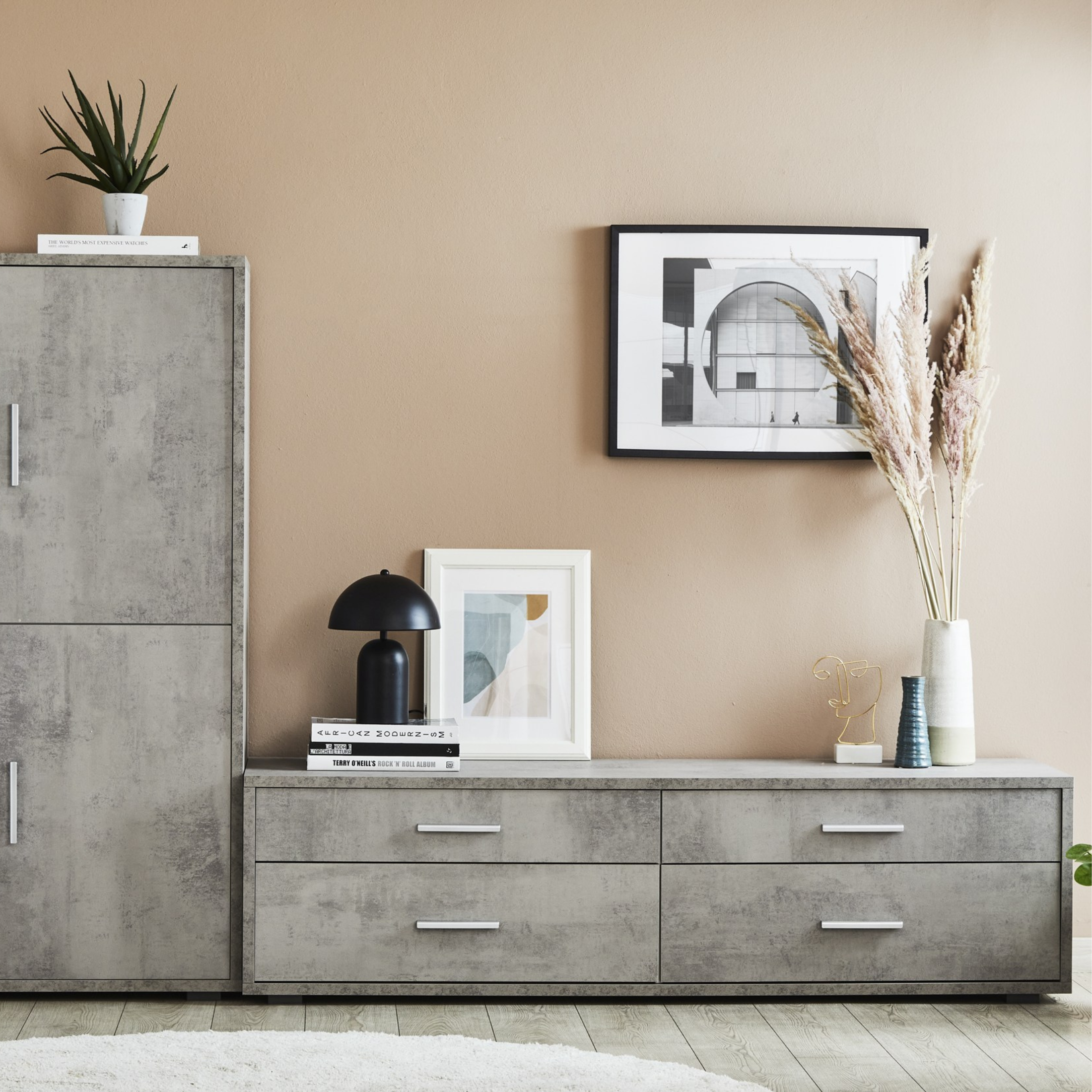 "Pedro" modern wooden 4-drawer entrance cabinet, 179x47 cm, 50 cm high