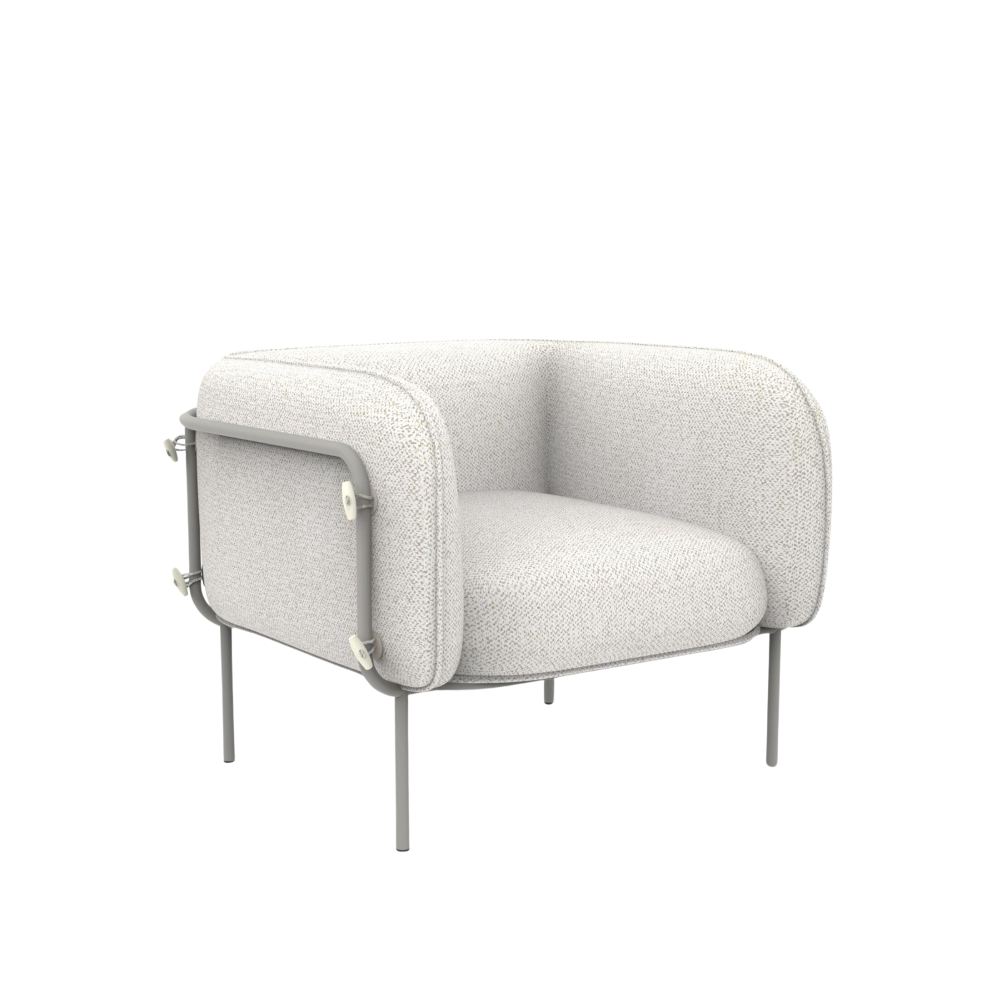 "Alamari" armchair in removable waterproof fabric, metal frame, 95x87 cm, 74h