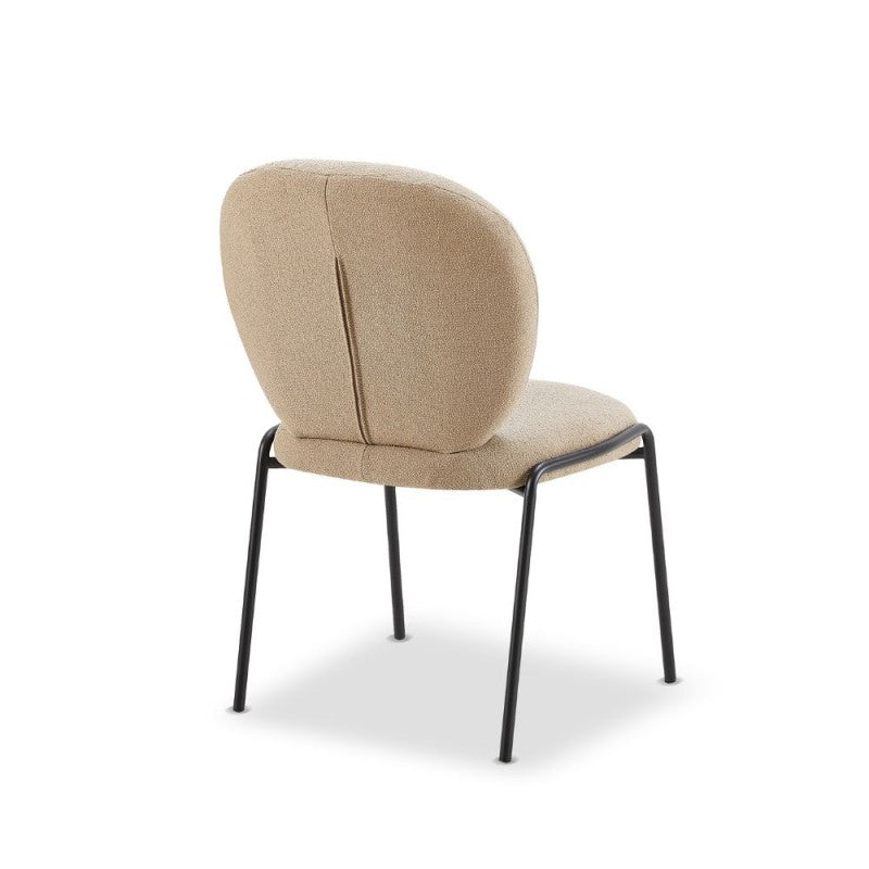 Set of "Sirio" dining chairs upholstered in Teddy fabric with black metal legs, 53x39 cm, 94h