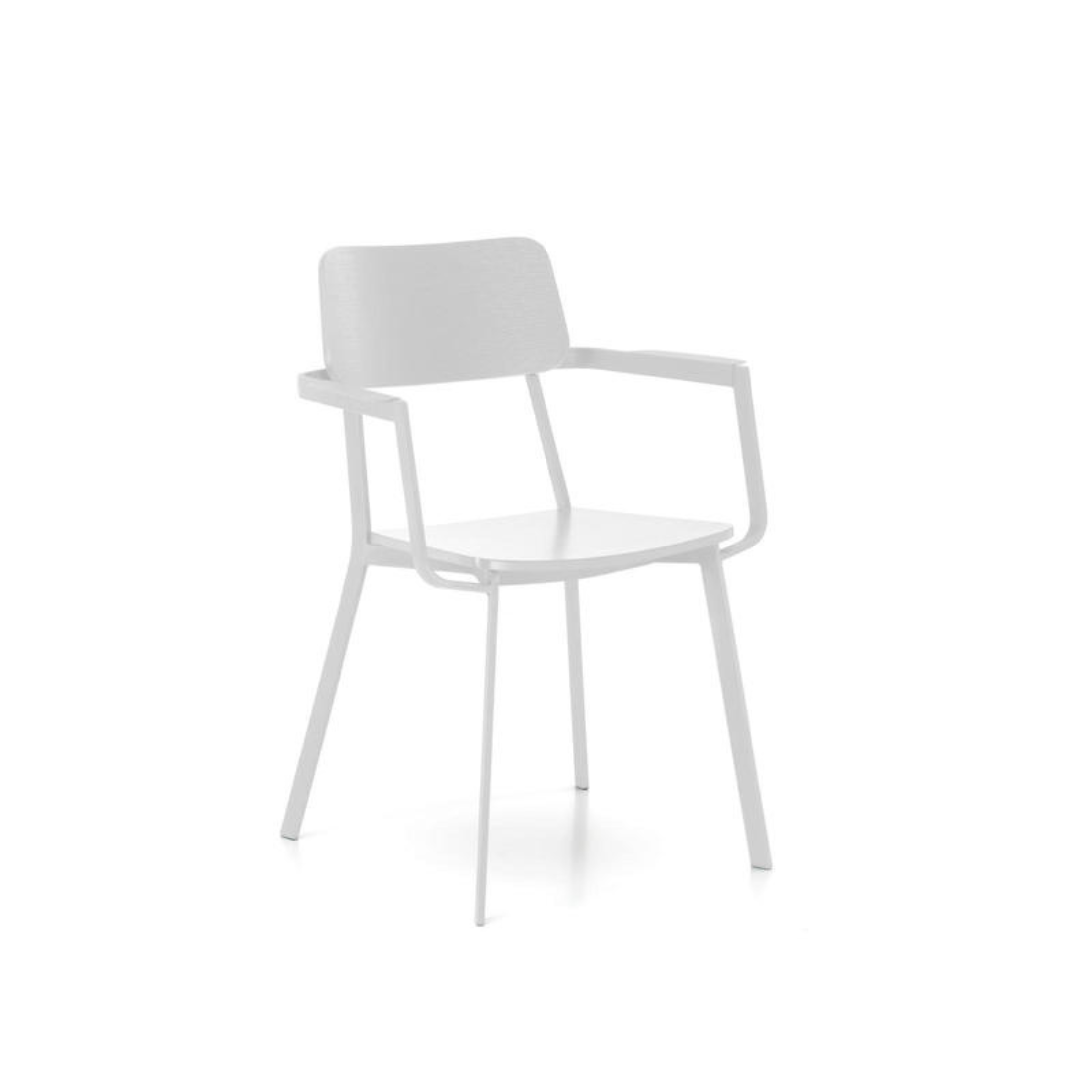 Set of modern white chairs in lacquered wood "Estia" with armrests and metal frame cm 51.5x61 82h