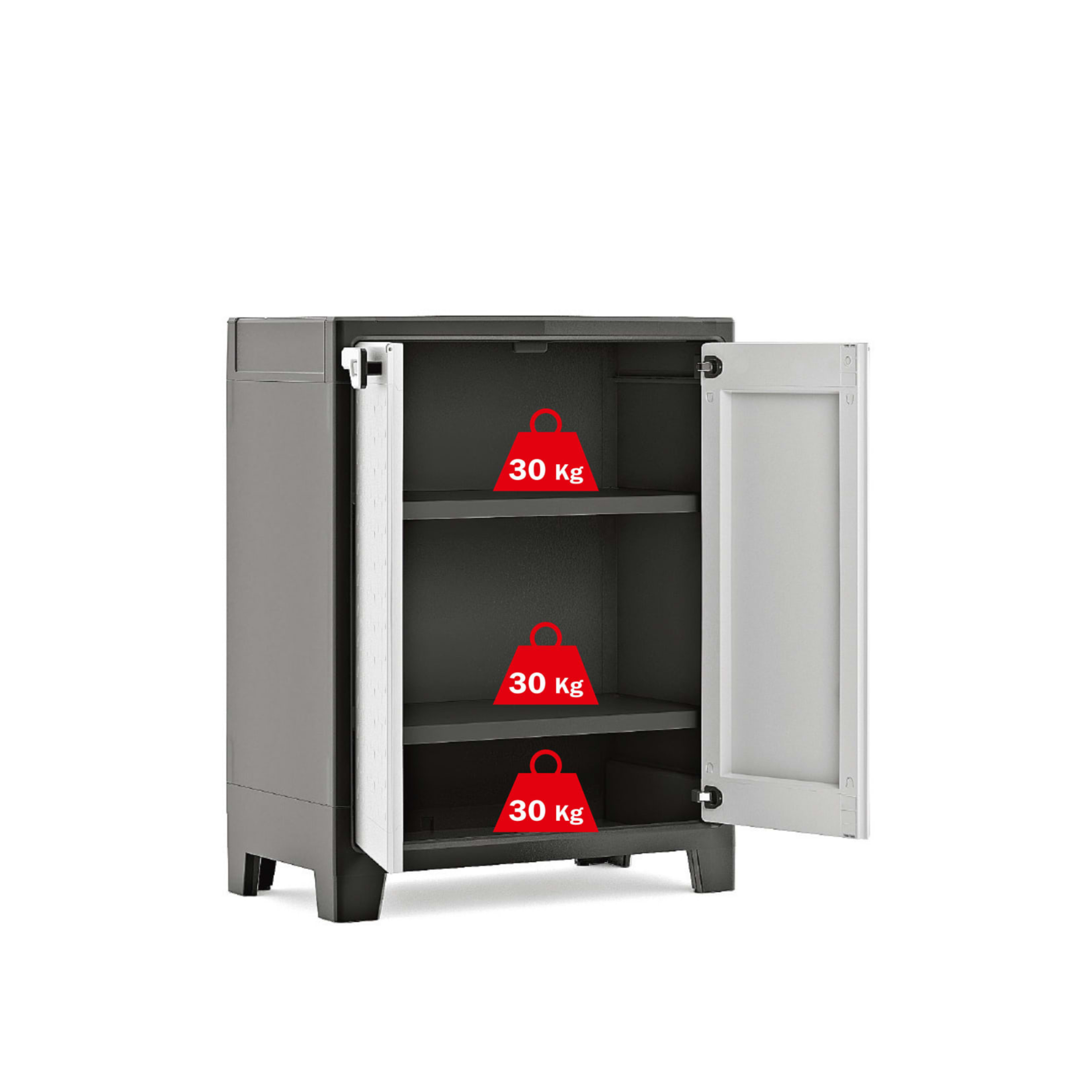 XL "Hitan" resin garden cabinet with internal shelves and raised feet