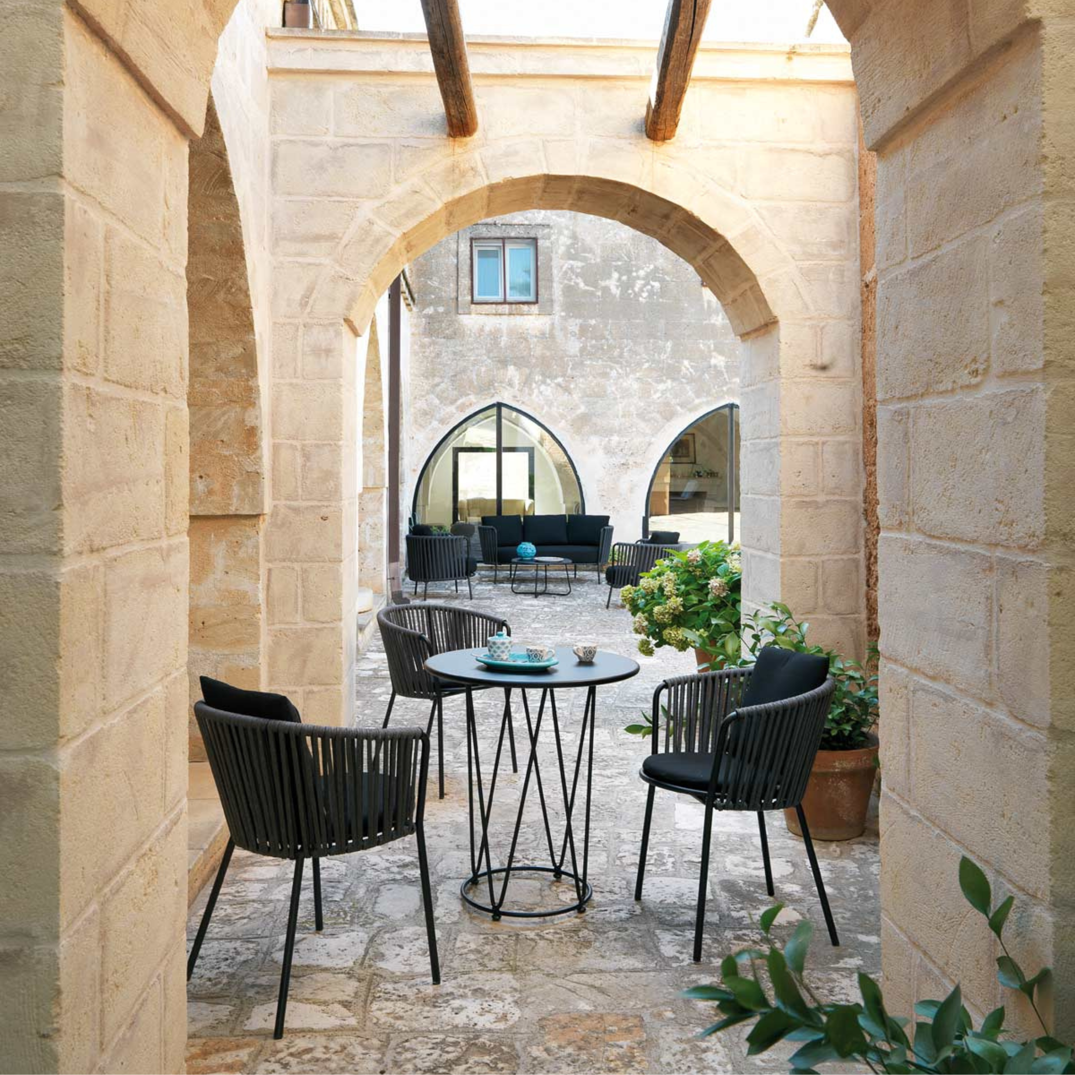 "Daisy14" 3-seater galvanized metal garden lounge sofa, 220x80 cm, 71 cm high