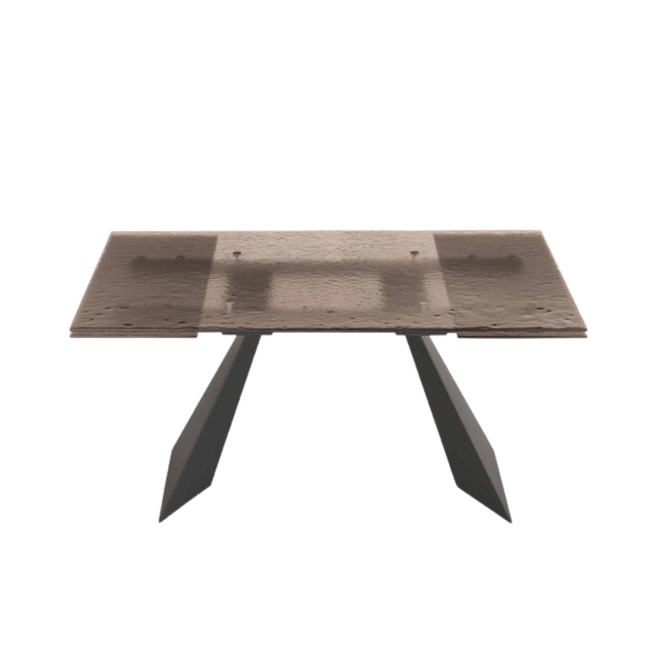 "Rubino" extendable dining table with hammered glass top