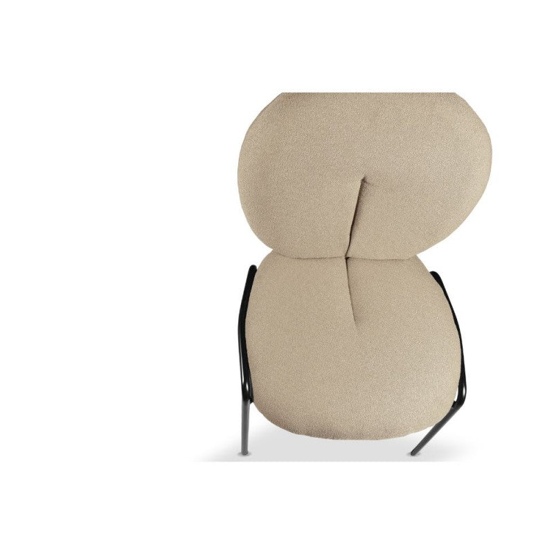 Set of "Sirio" dining chairs upholstered in Teddy fabric with black metal legs, 53x39 cm, 94h