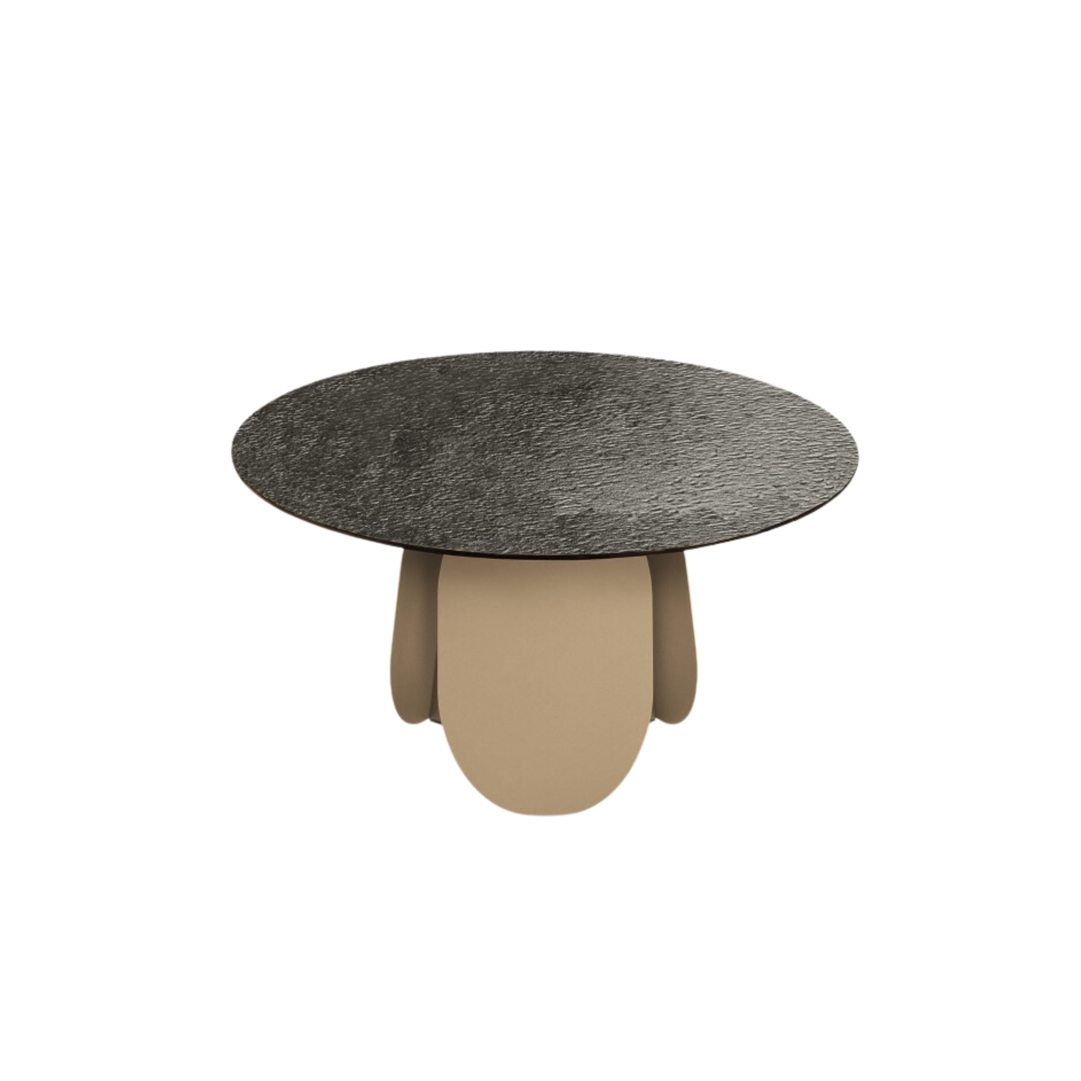 "Monroe" modern fixed round dining table with hammered glass top