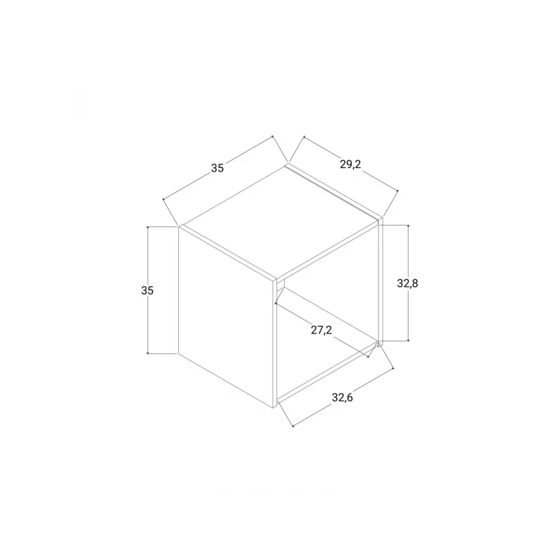 "Cubo" colored open shelf in wood, 35x35 cm, 29h