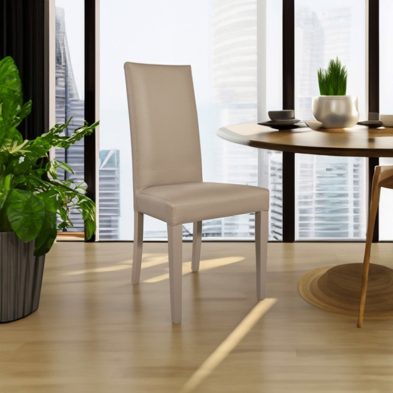 Set of "Nancy" dining chairs upholstered in eco-leather with wooden legs, 47x47 cm, 101h