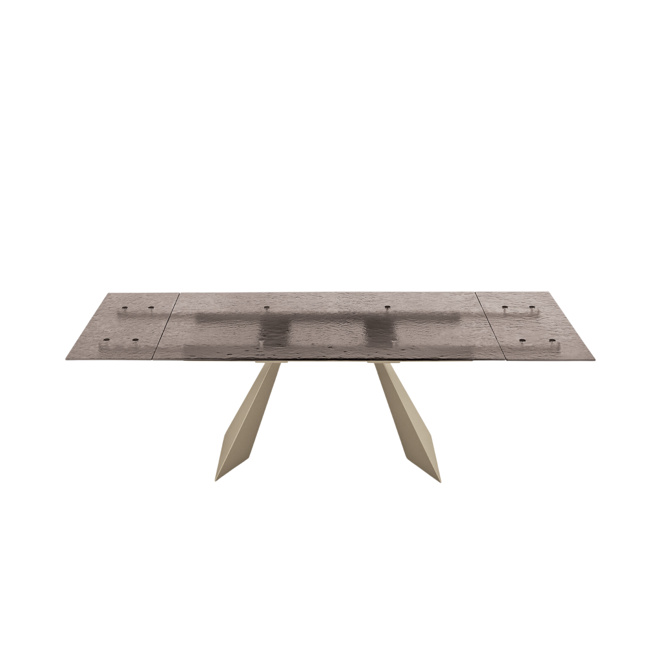 "Rubino" extendable dining table with hammered glass top