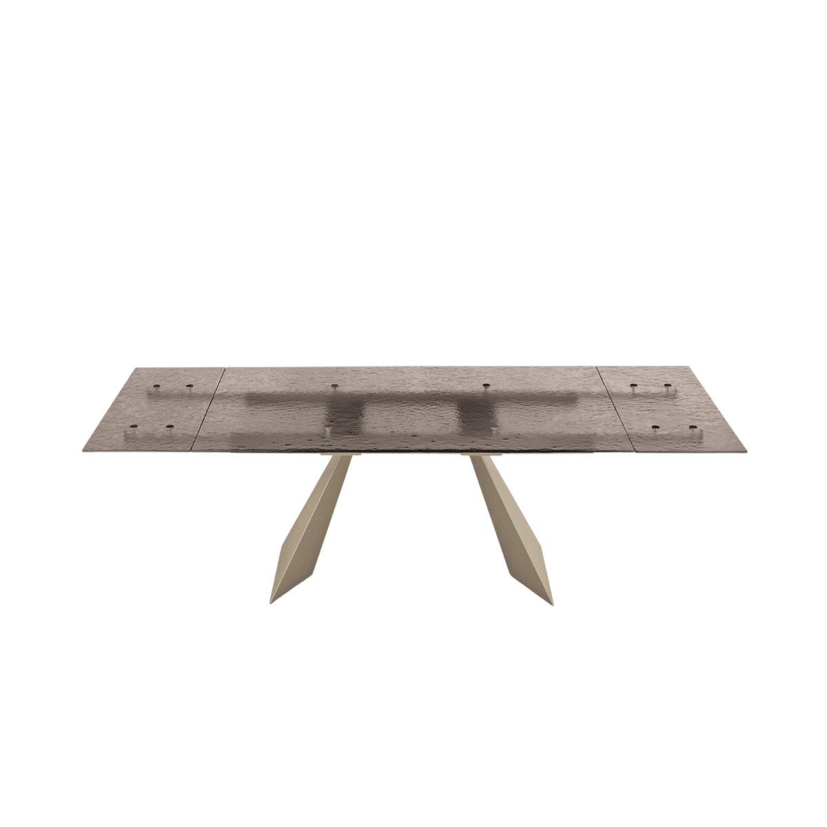 Tavolo allungabile da pranzo "Rubino" con piano in vetro martellato - MondoViro