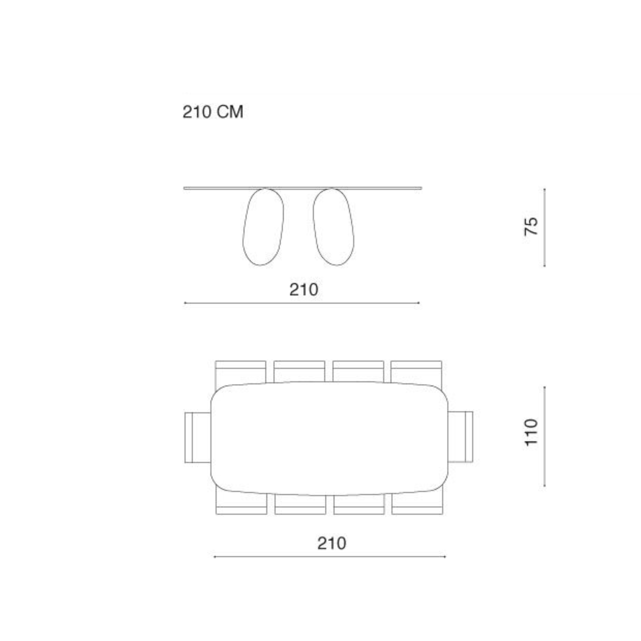 "Monroe" modern fixed dining table with hammered glass top