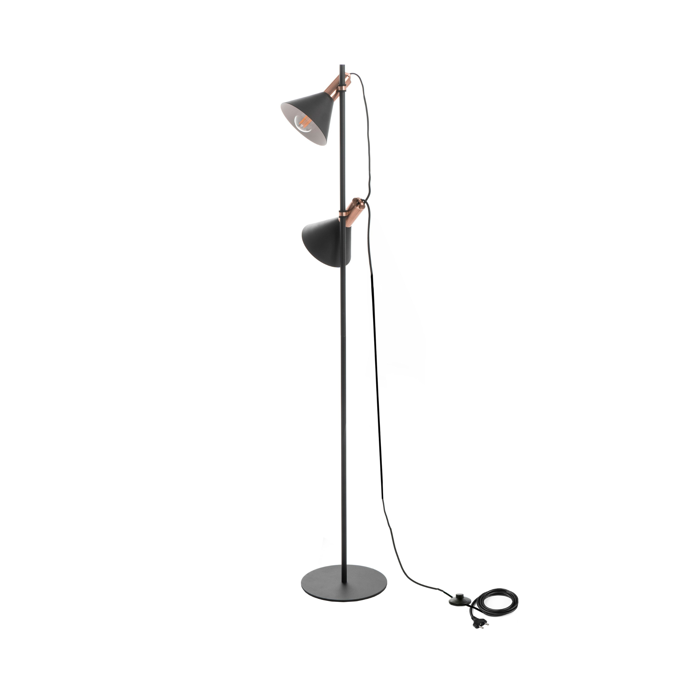 "Lucia" metal floor and table lamp with brass shade