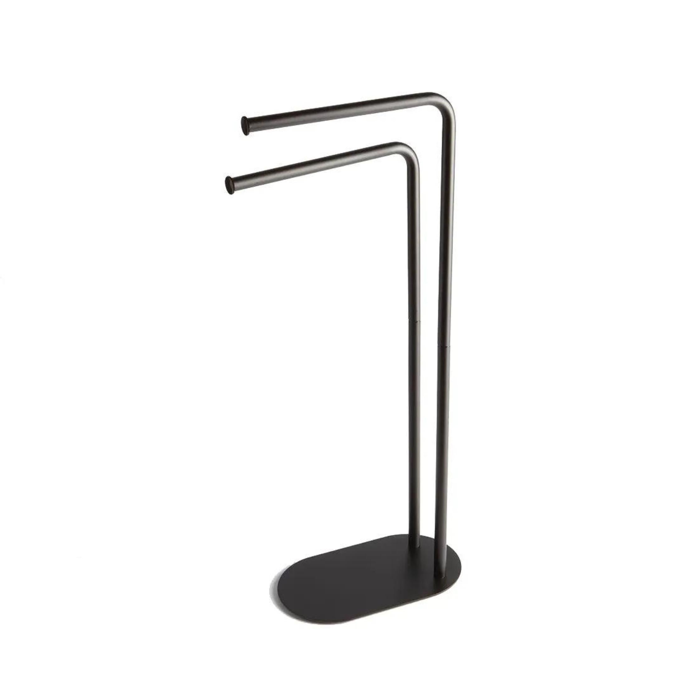 "Katrin" floor lamp with 2 towel holder arms in matt black metal