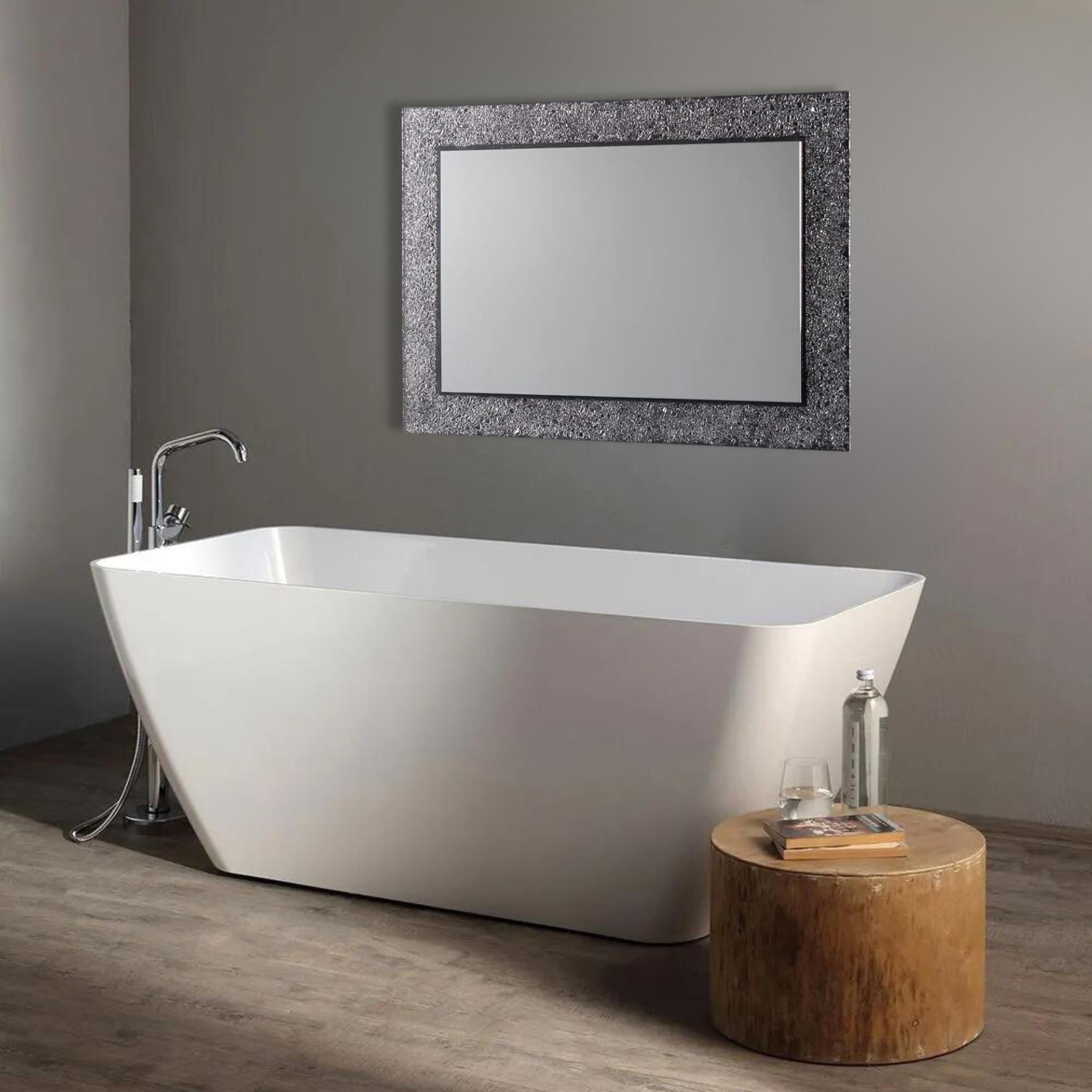 Rectangular LED mirror "Serranova" with glass grit frame 98x70 cm