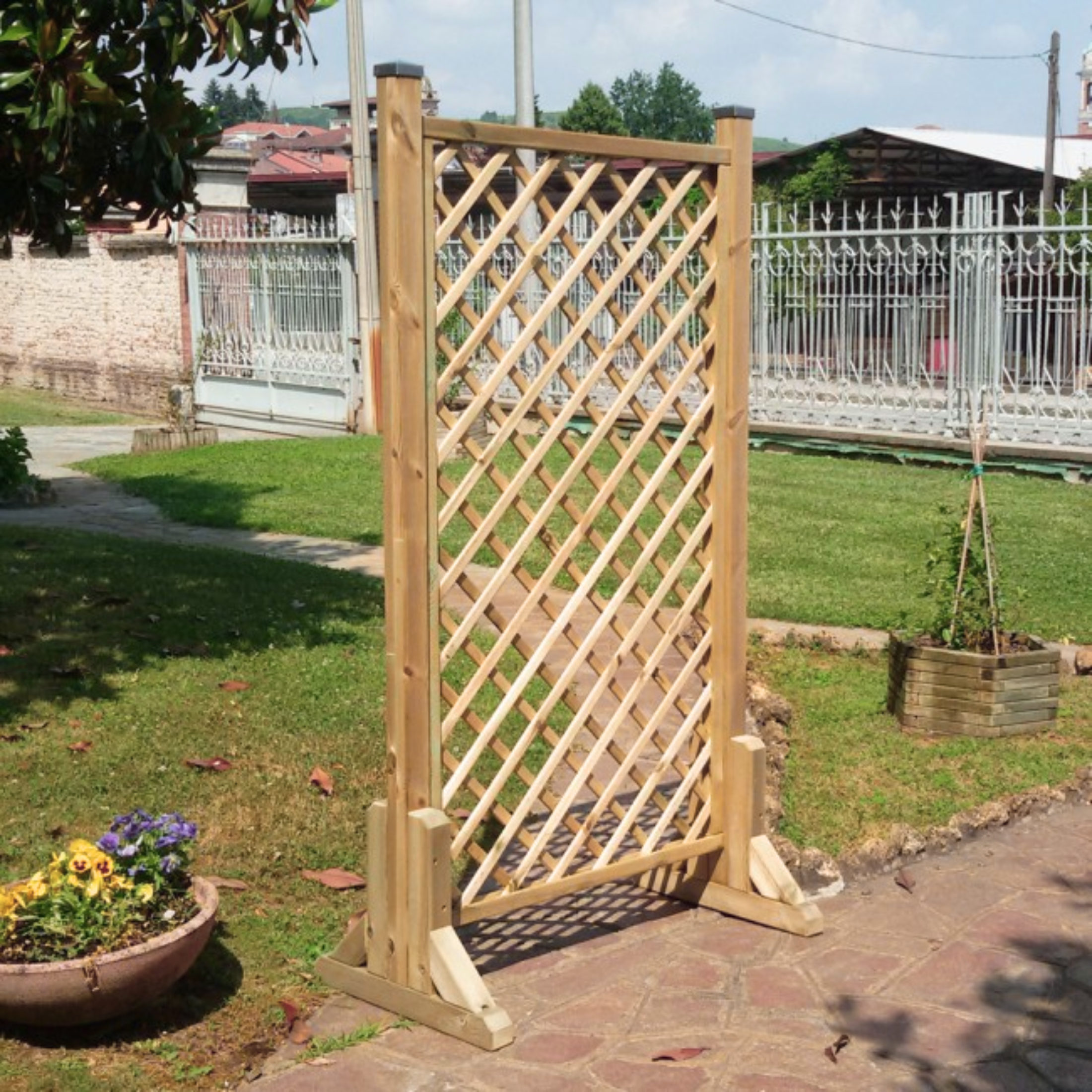 2 pcs of feet for grill panel or windbreak in impregnated wood 60x4.5 cm 30h