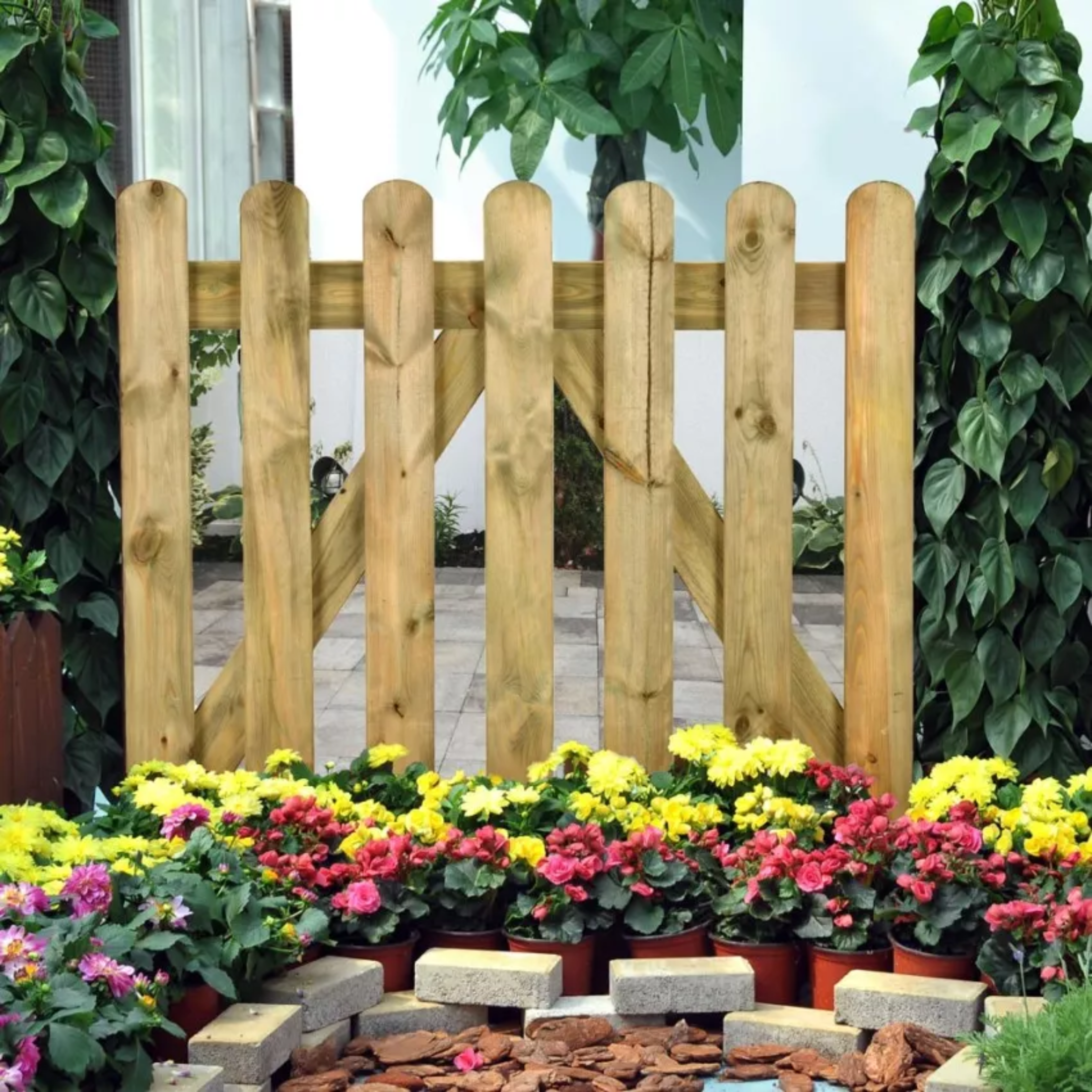 100x100 cm Pine Wood Outdoor Fence Gate