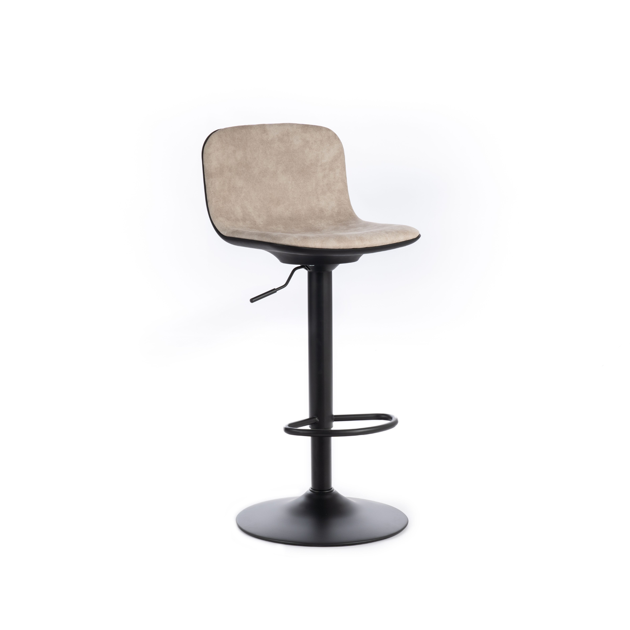 Set of "Woody" high stools in fabric with gas lift and footrest, 45x39 cm, 86h