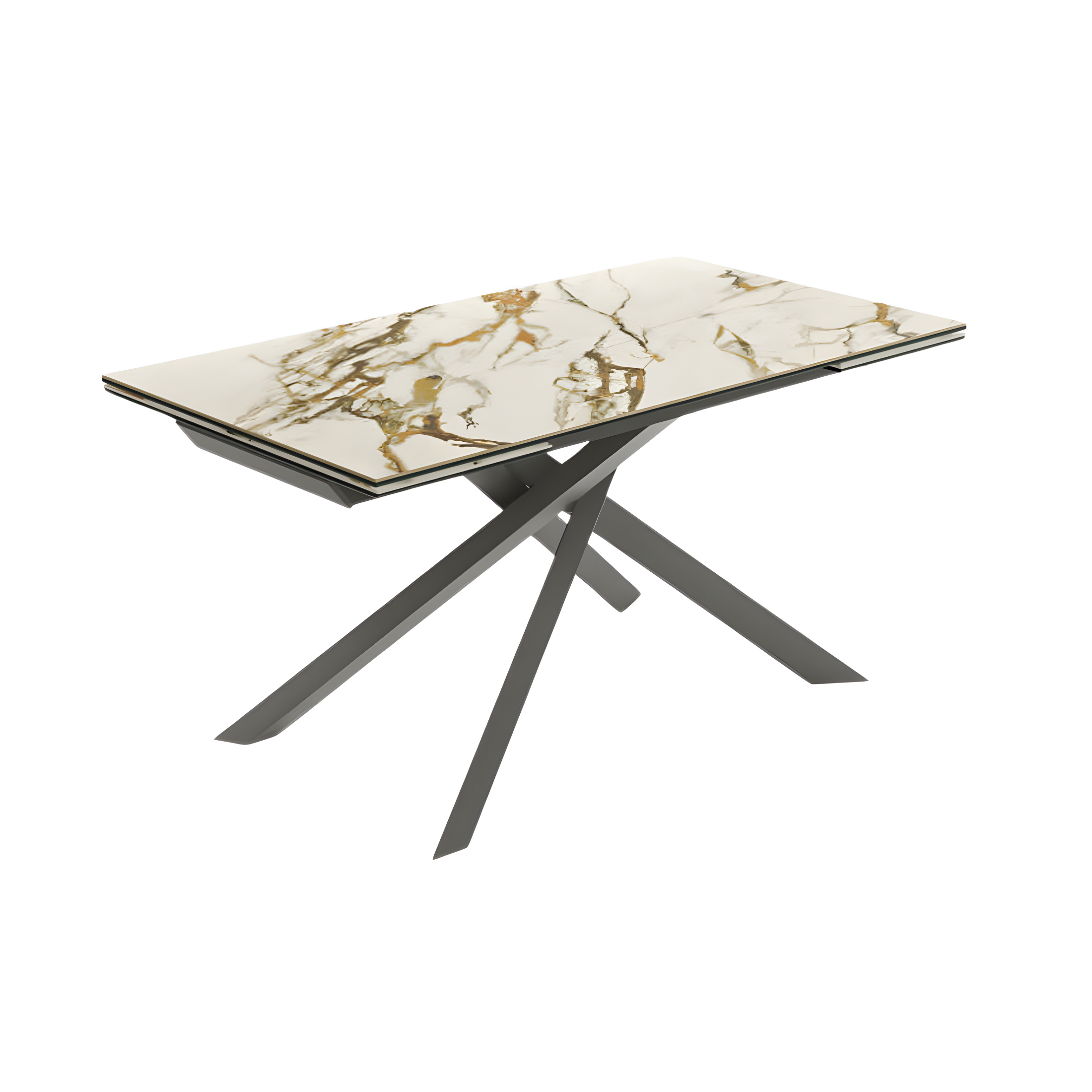 "Salerno" modern extendable table in ceramic on tempered glass, 160/240x90 cm, 76h