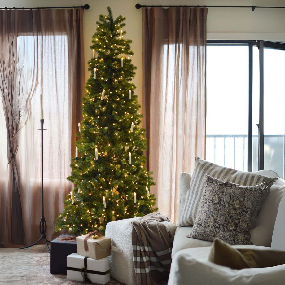 Slim "Bruma" Christmas tree with Real Touch PE + PVC effect of the highest quality