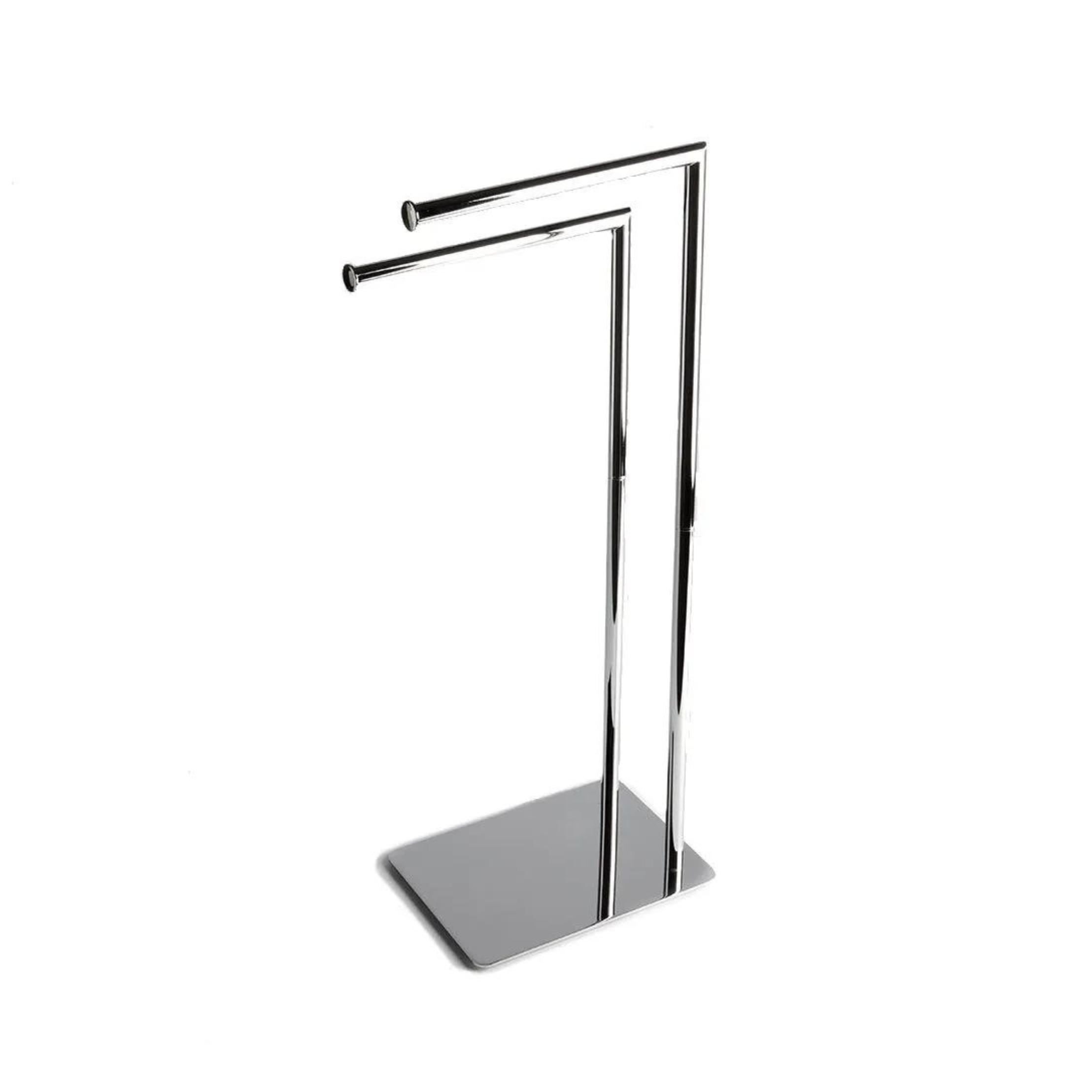 "Wilhelm" chrome-plated metal towel holder with rectangular base for 2 towels