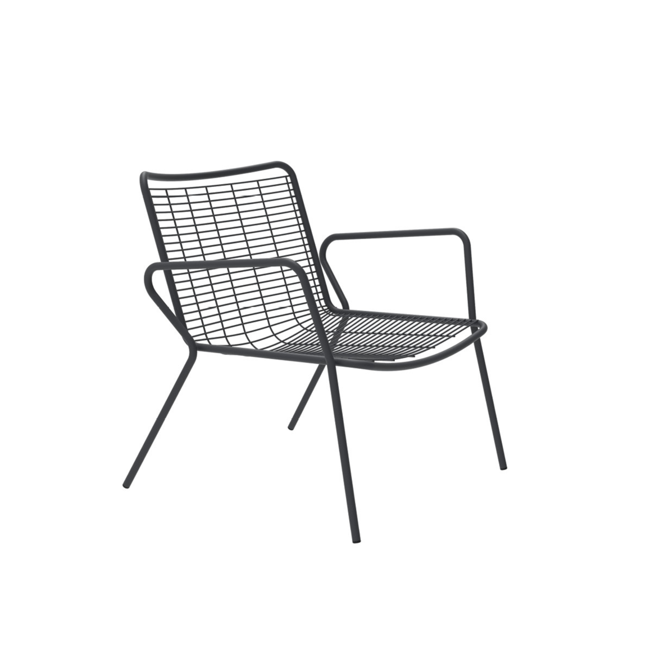 Low armchair in painted metal "Roma" garden lounge chair 72x74 cm 78h