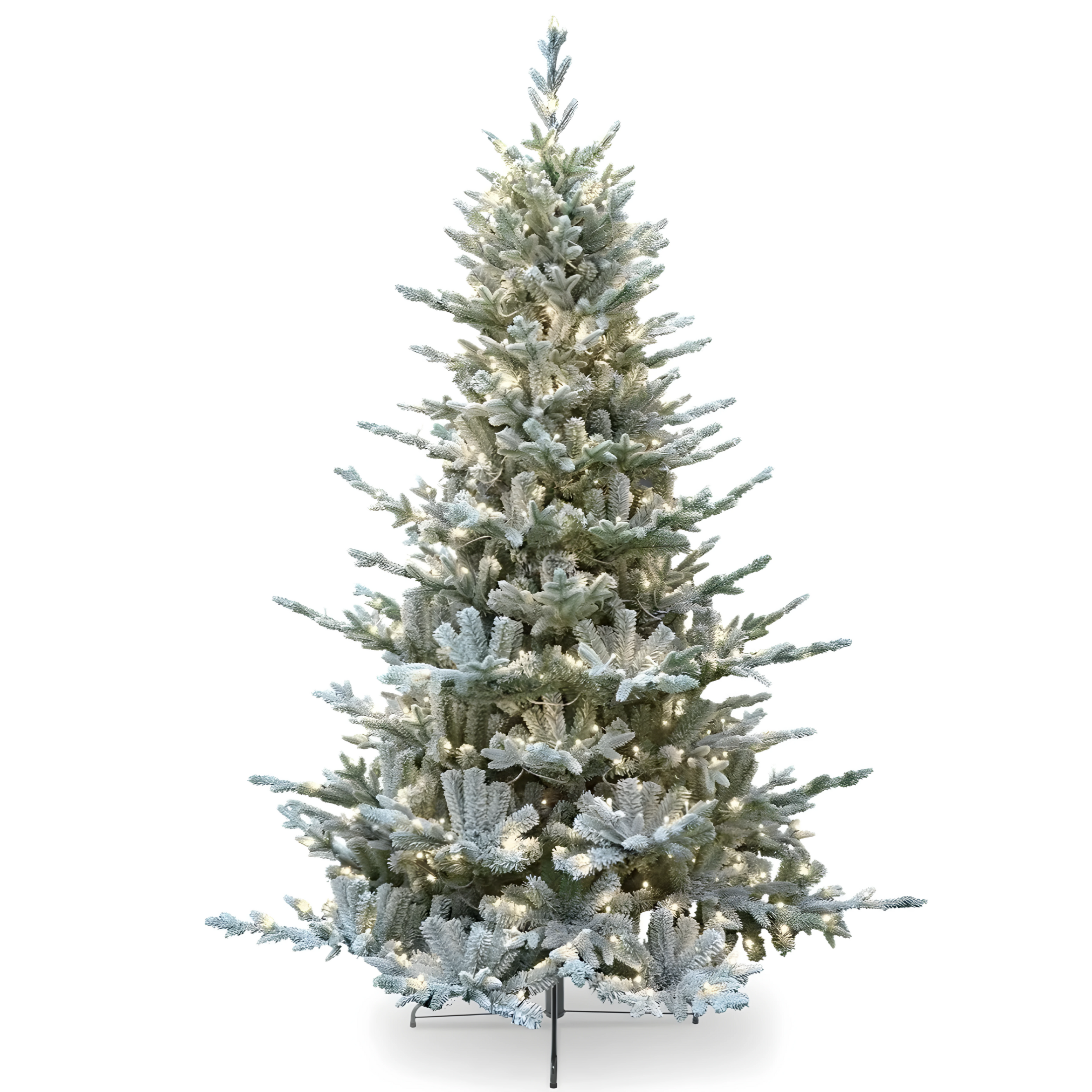 Snow-covered Christmas tree "Sistem flok" with micro LEDs in PE with Real Touch effect + PVC + Flock