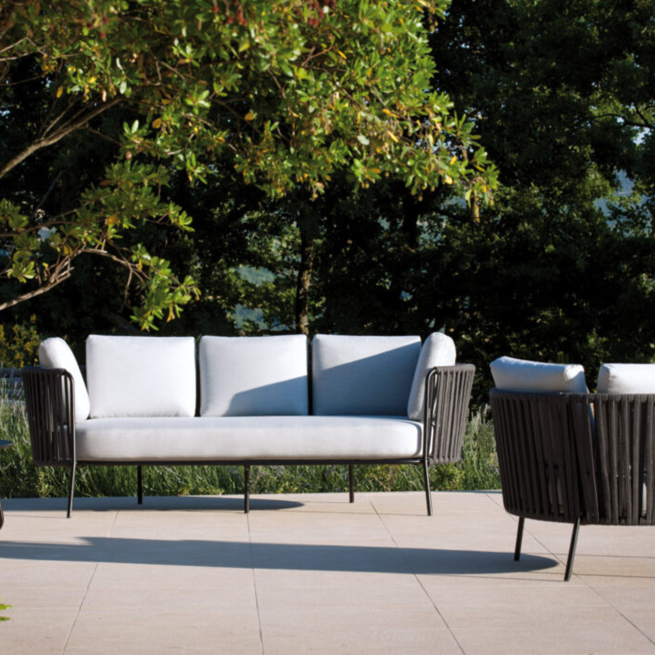 3-seater sofa in rope and stainless steel "Daisy Rope" garden lounge sofa cm 220x80 71h