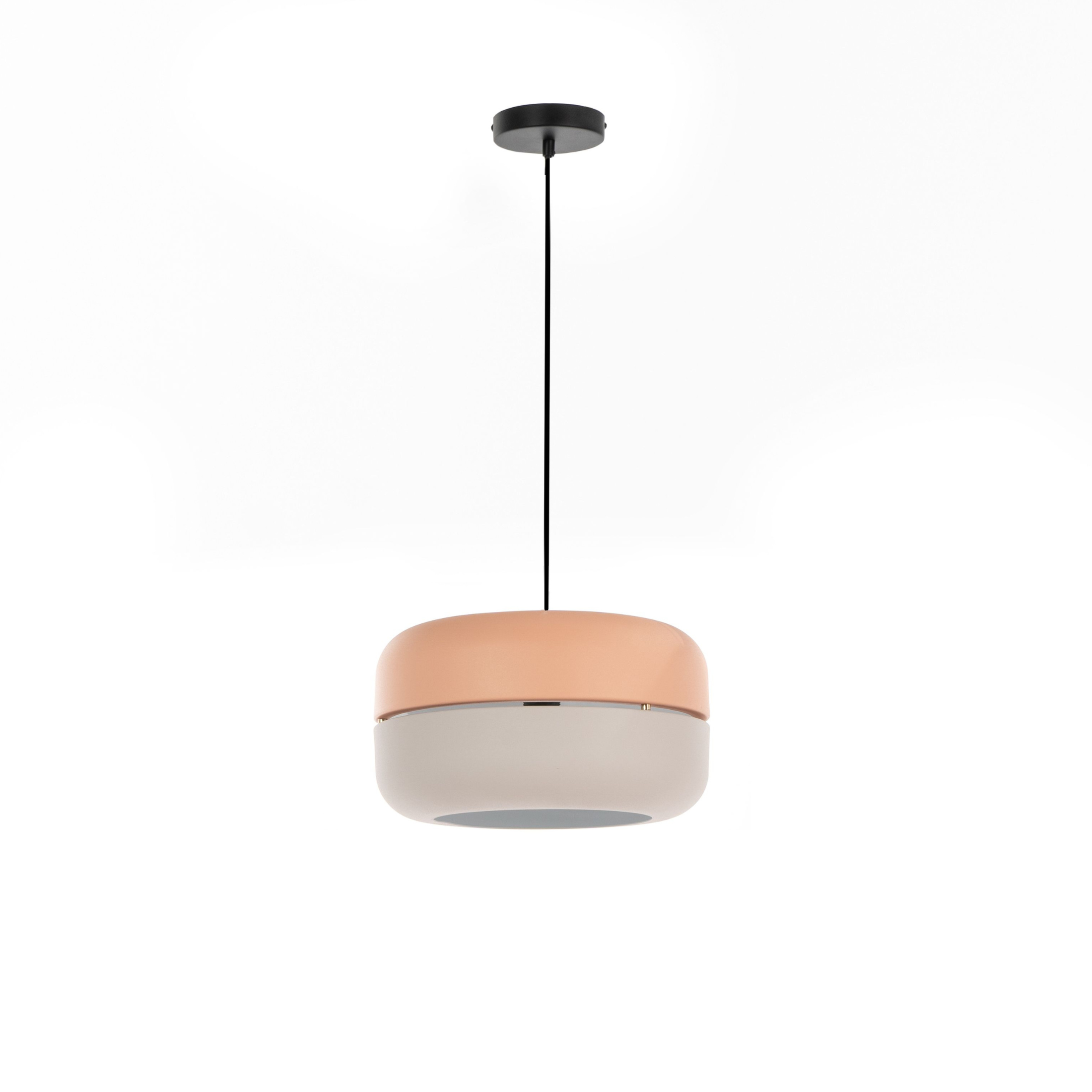 Metal lamp with "Spica" lampshade, floor, table and hanging