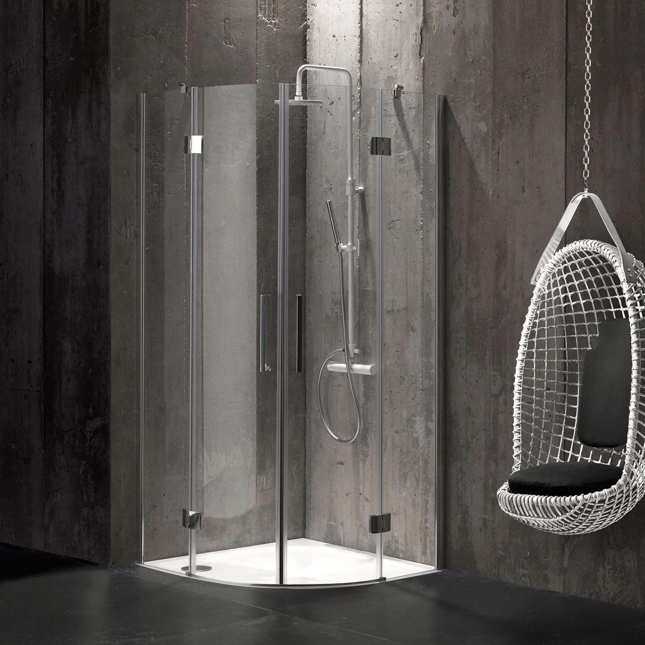 "Lion" semicircular frameless glass shower enclosure, 190 cm high
