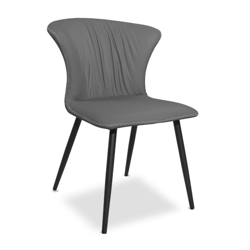 Set of "Core" dining chairs upholstered in eco-leather with black metal legs cm 56x61 84h