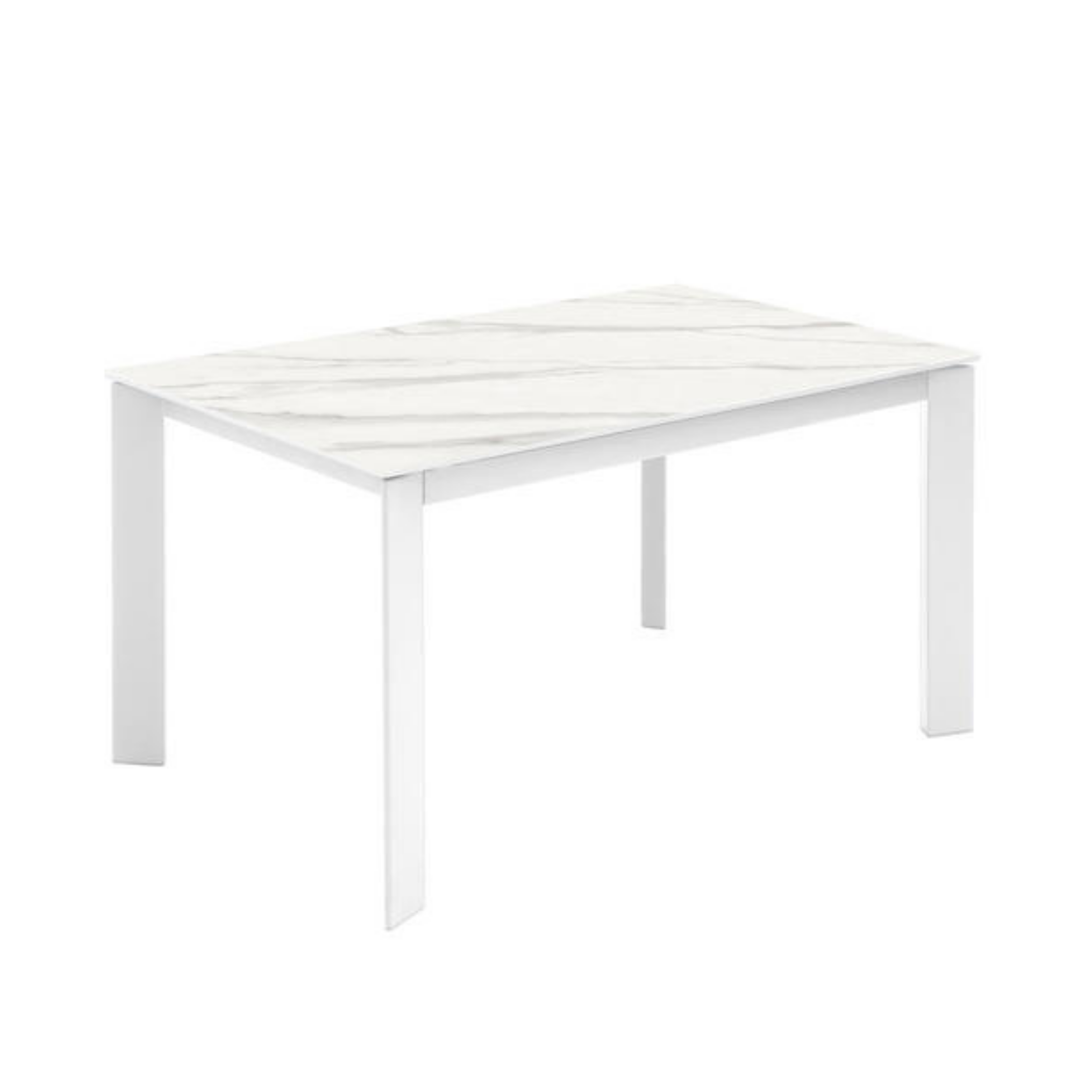 Extendable modern white marble ceramic table "Eagle" 140/190x90 cm 76h