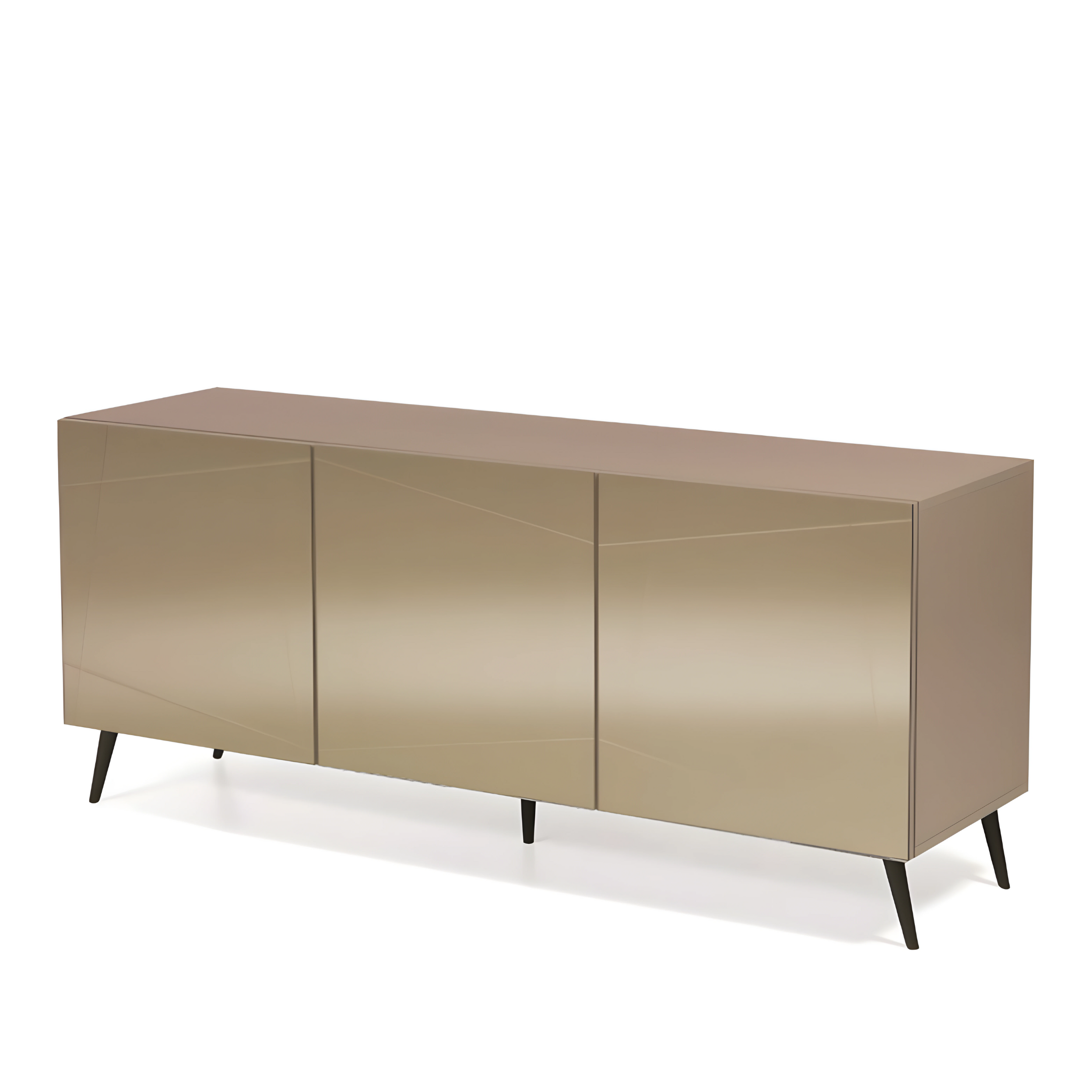 Modern, pre-assembled wooden sideboard "Conty" with 3 mirrored doors, 180x50 cm, h80 cm