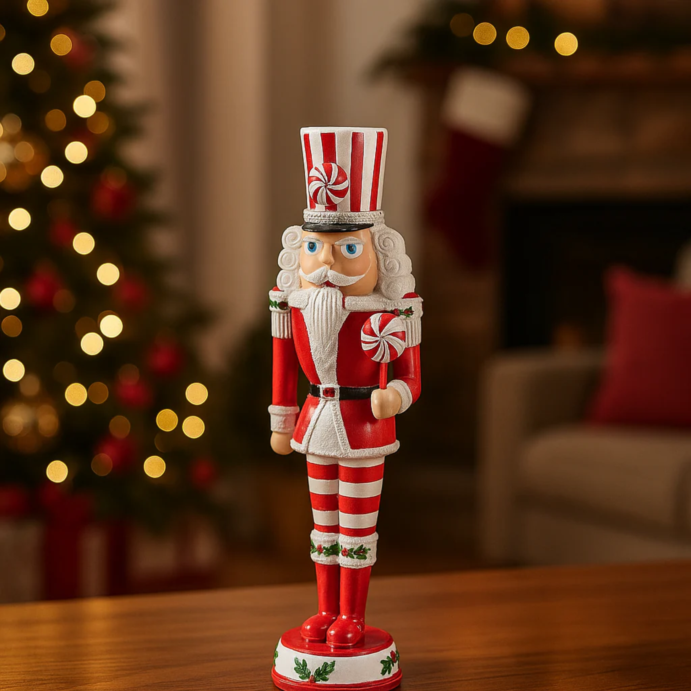 Green and red toy soldier figurine, Christmas decoration, 33 cm high