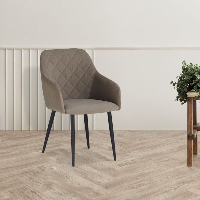 Set of "Rarra" dining chairs upholstered in fabric with black metal legs, 59x60 cm, 85h