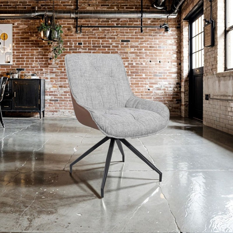 Set of "Agora" dining chairs upholstered in eco-leather with black metal legs cm 58.5x66.5 87h