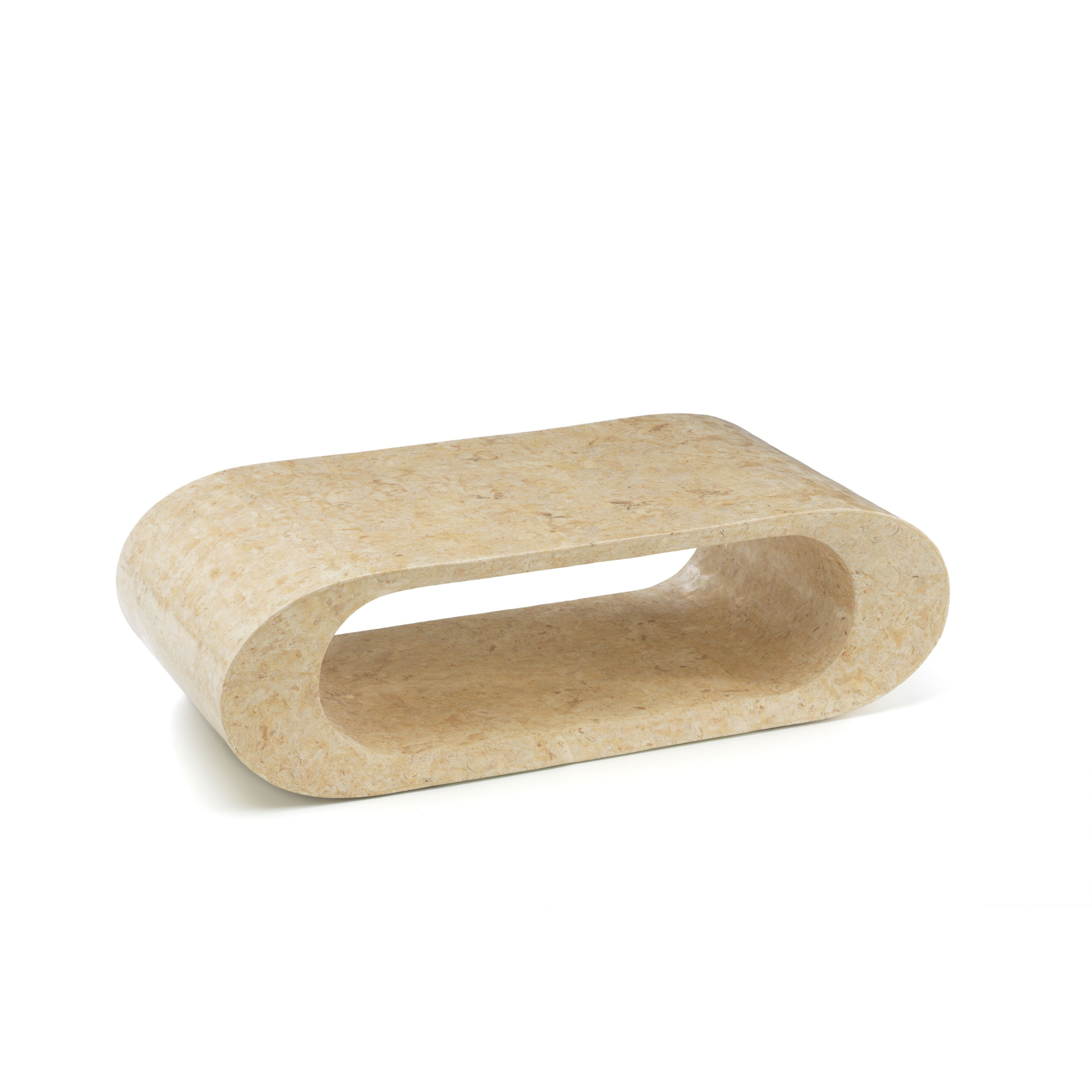 Modern low TV table in fossil stone "Tay" 120x62 cm 35h