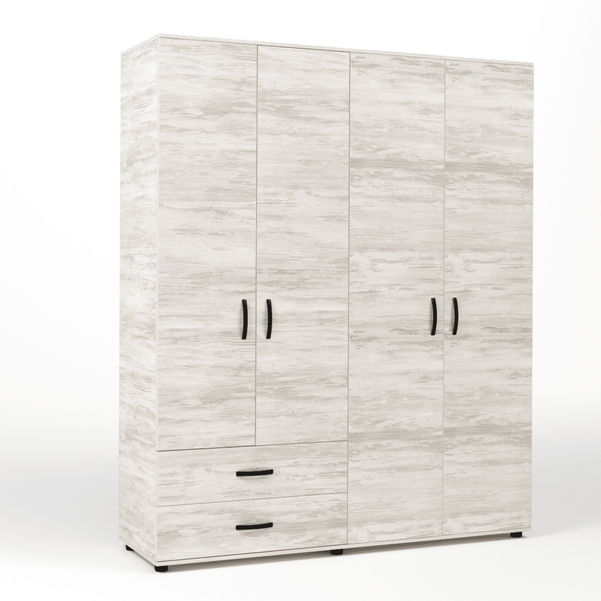 Armadio guardaroba moderno "Claks" in legno a 4 ante e 2 cassetti cm 160x52 205h - MondoViro