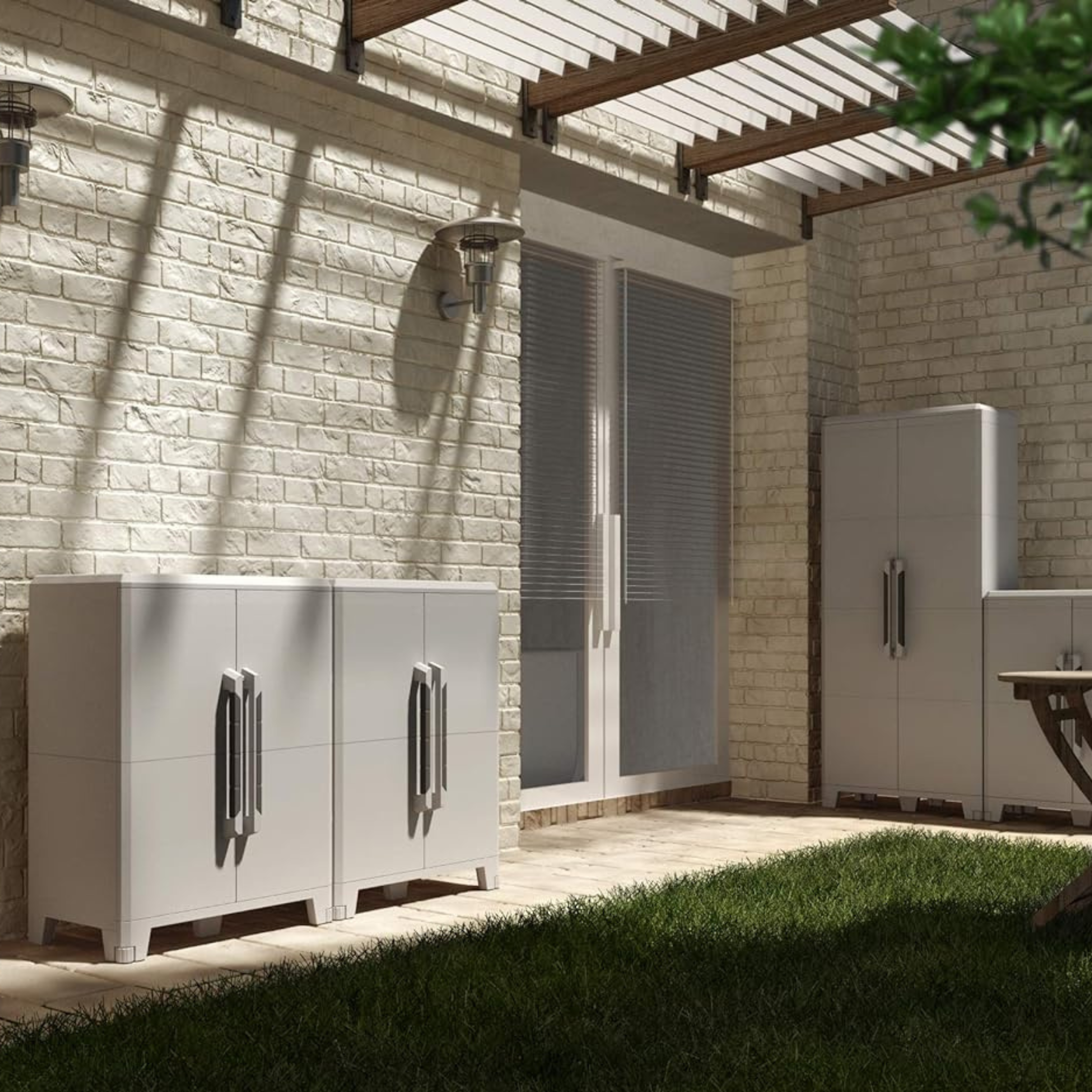 "Deva" 2-door storage cabinet in shockproof resin with shelves