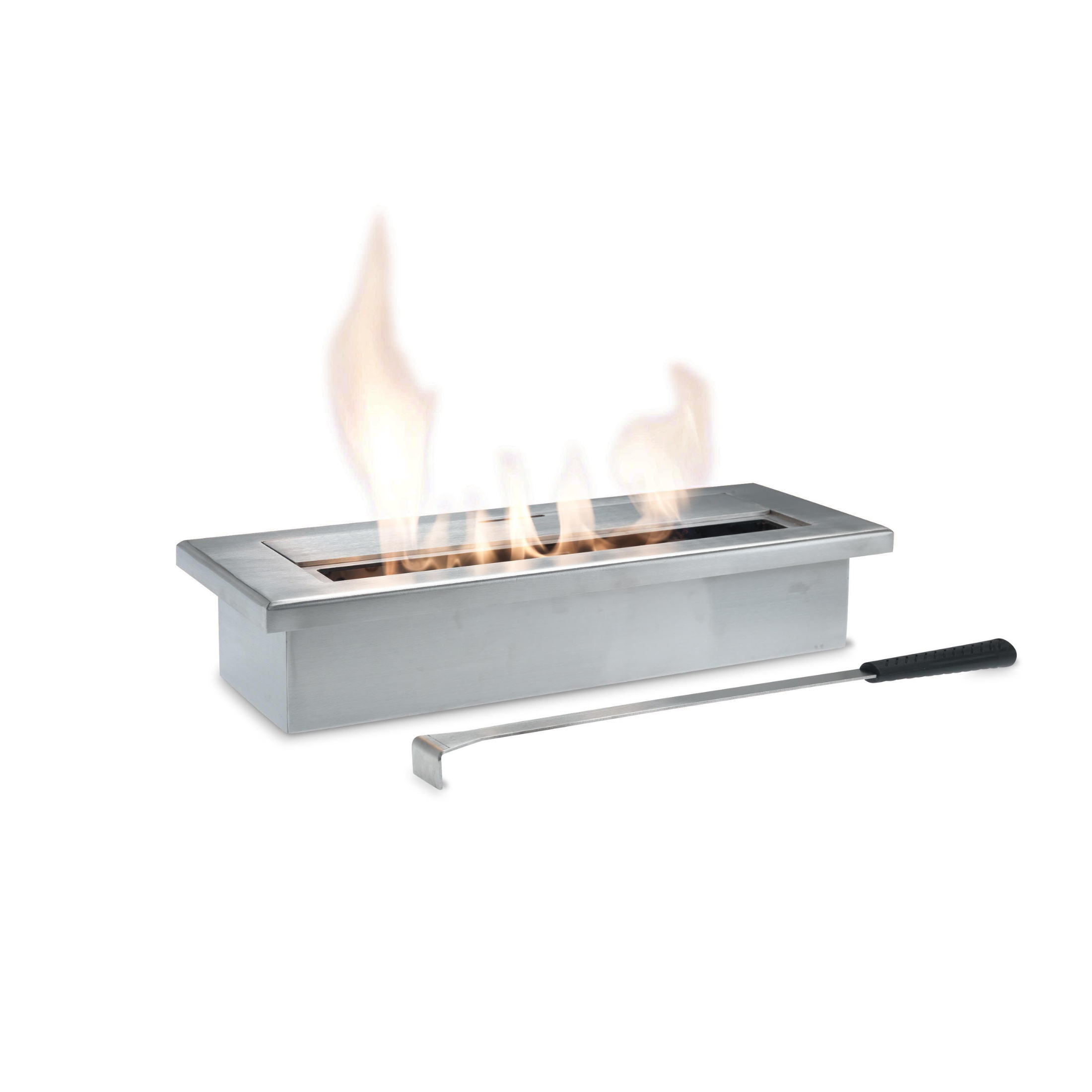 "Galway" built-in bioethanol fireplace in satin-finished steel, 40x15 cm, 8h