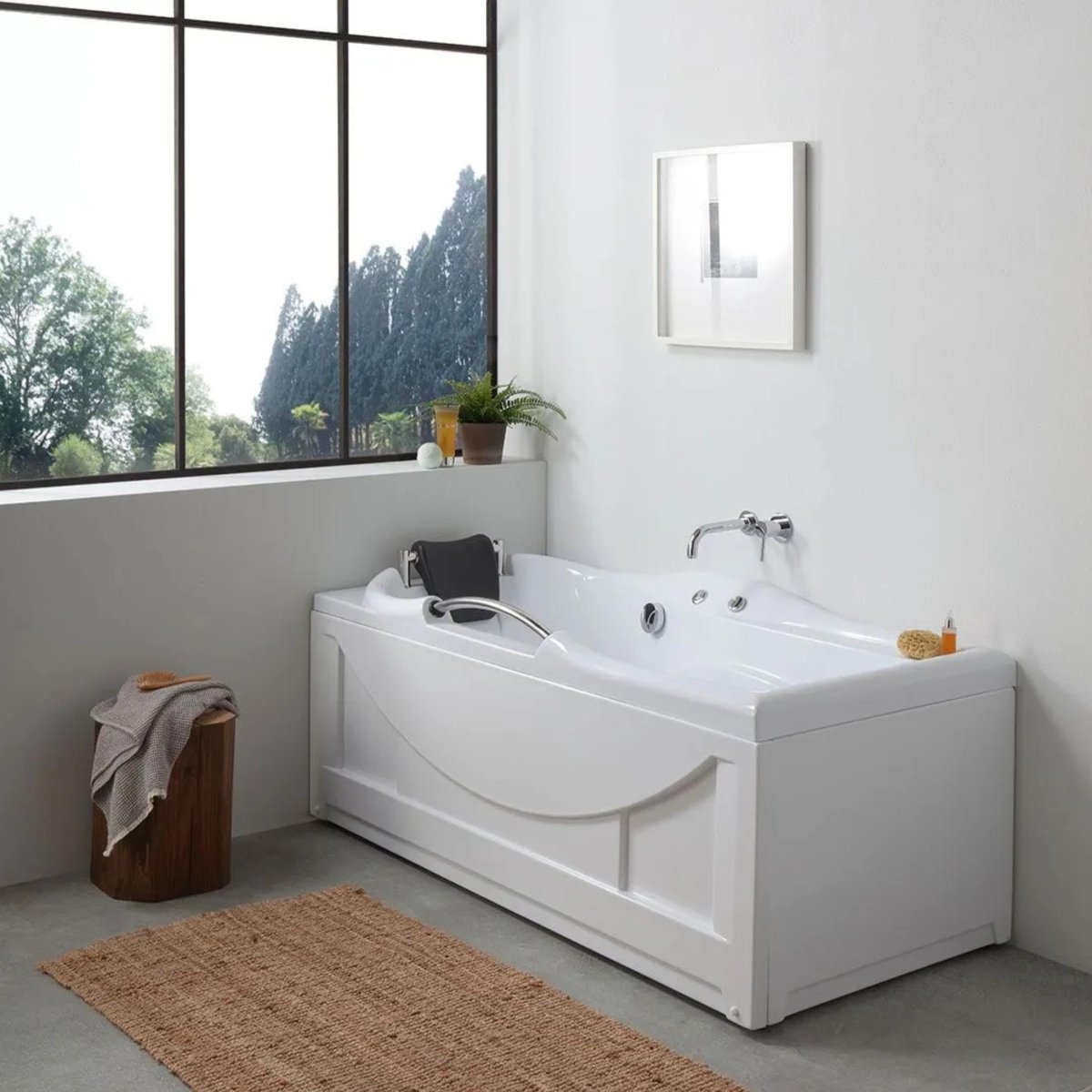 Vasca da bagno angolare con idromassaggio "Doris" in acrilico bianco cm 170x78 65h - MondoViro