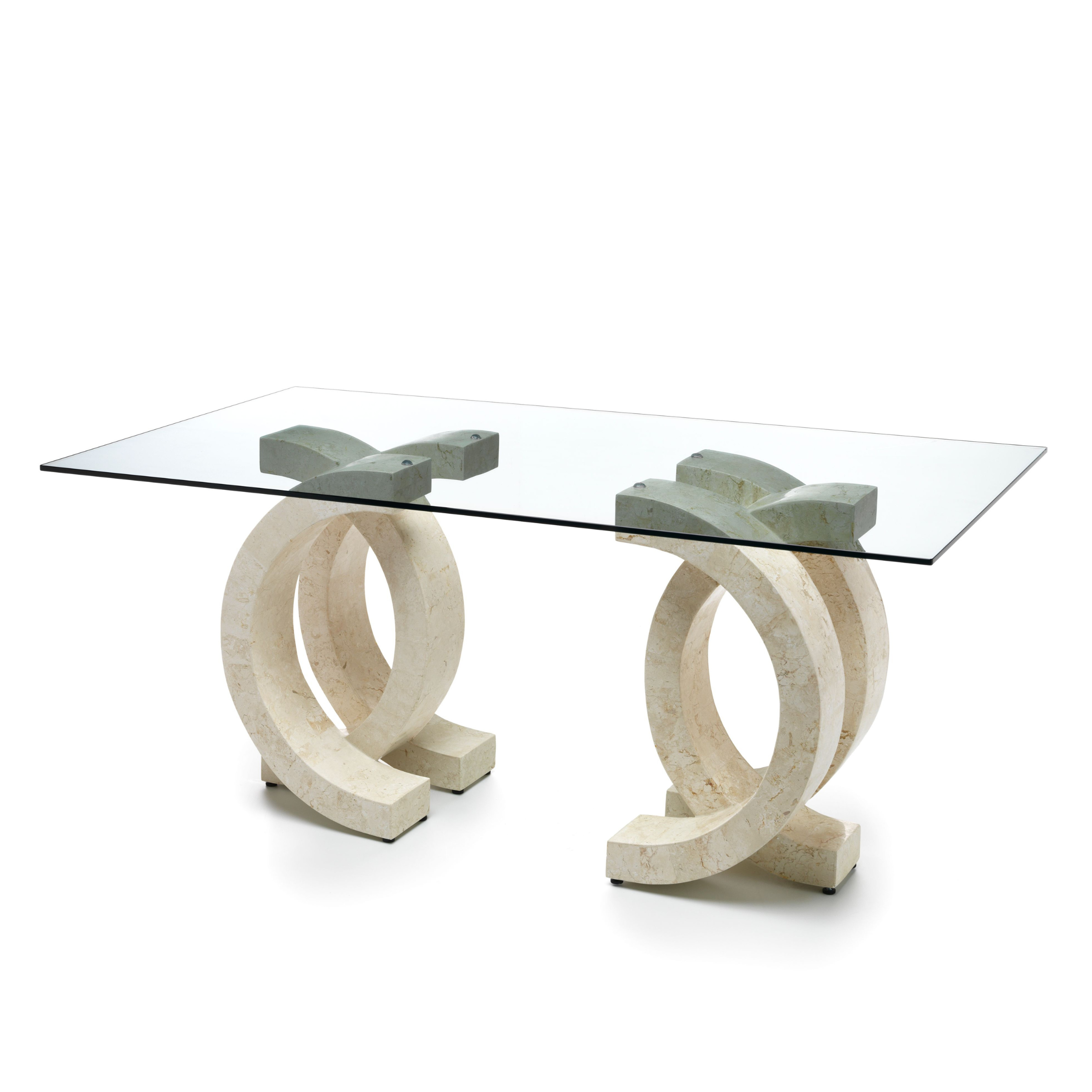 "Coco" stone dining table with tempered glass top, 180x100 cm, 76 cm high