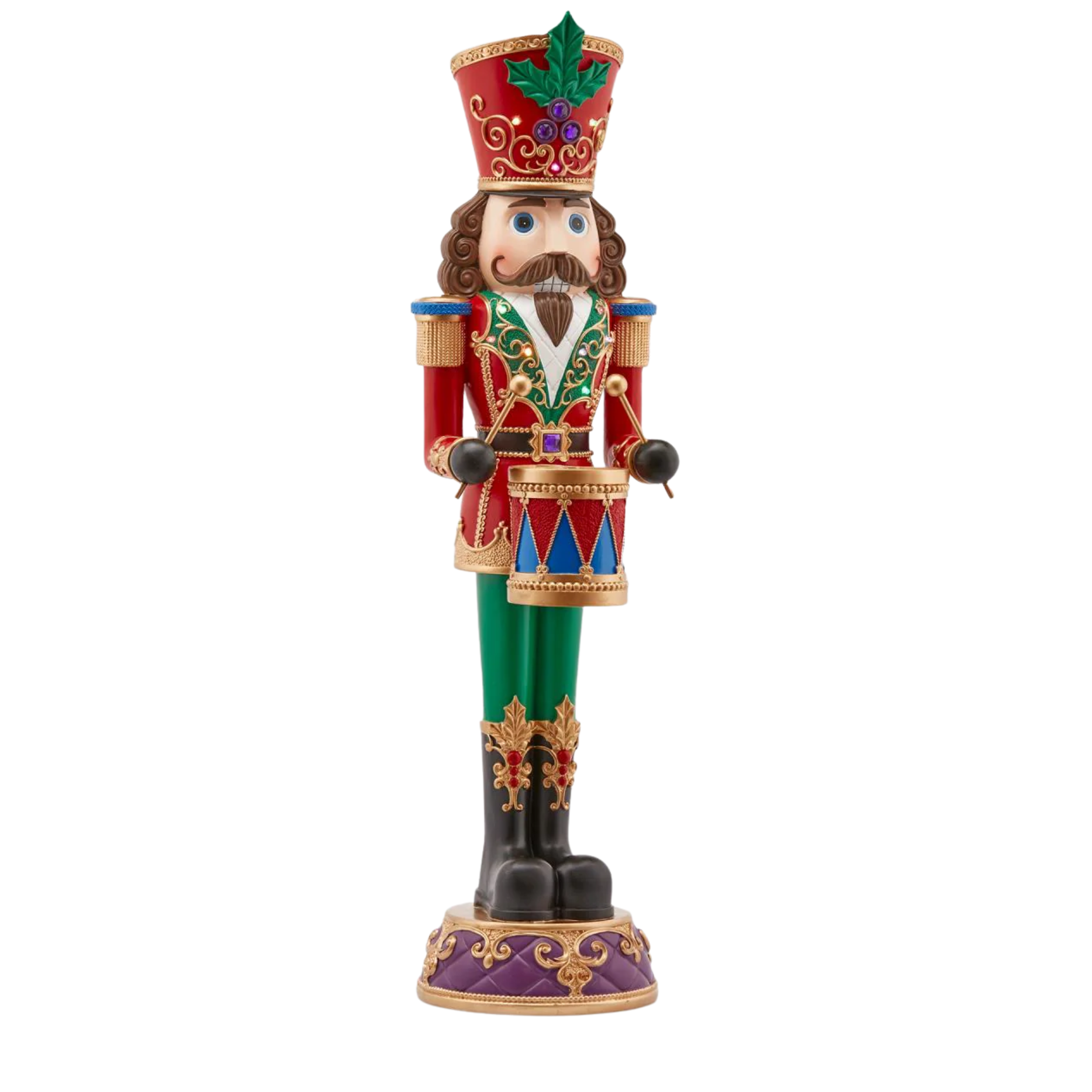 Multicolored LED illuminated Christmas soldier, festive decoration, 35 cm high.