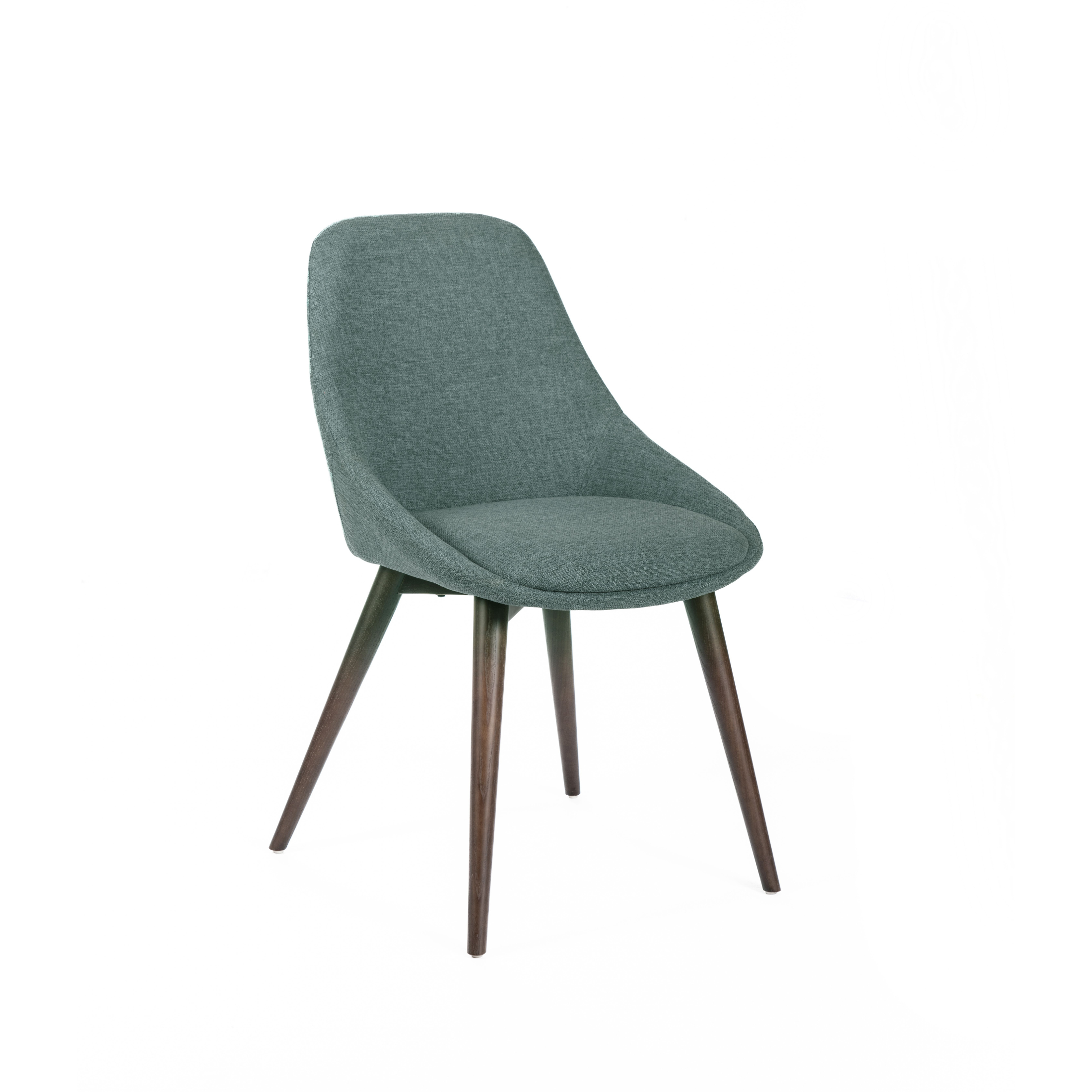 Set of modern dining chairs in "Zaira" fabric with wooden frame, 49x58 cm, 85 cm high