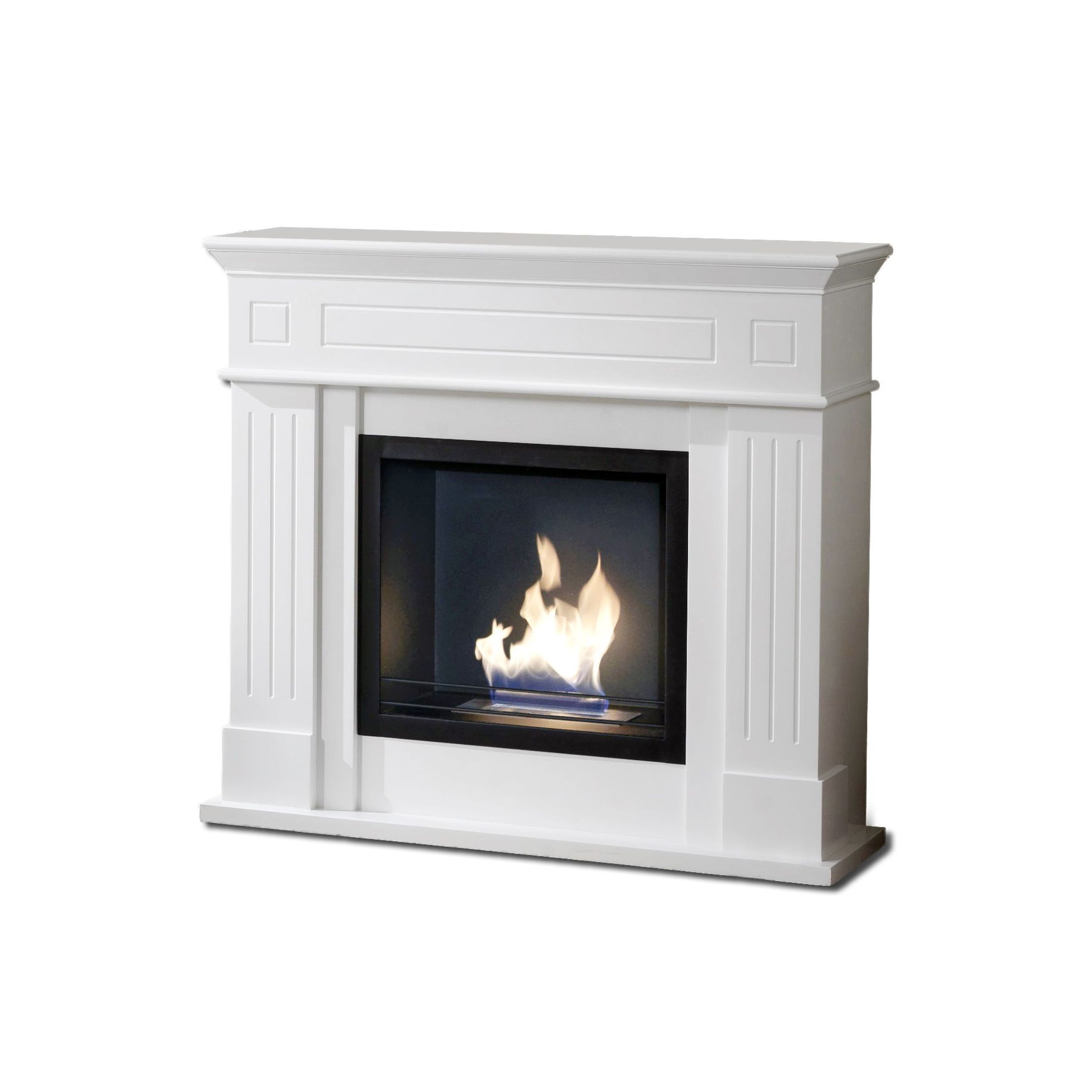 "Amelia" floor-standing bioethanol fireplace in painted metal, 102x37 cm, 110 cm high