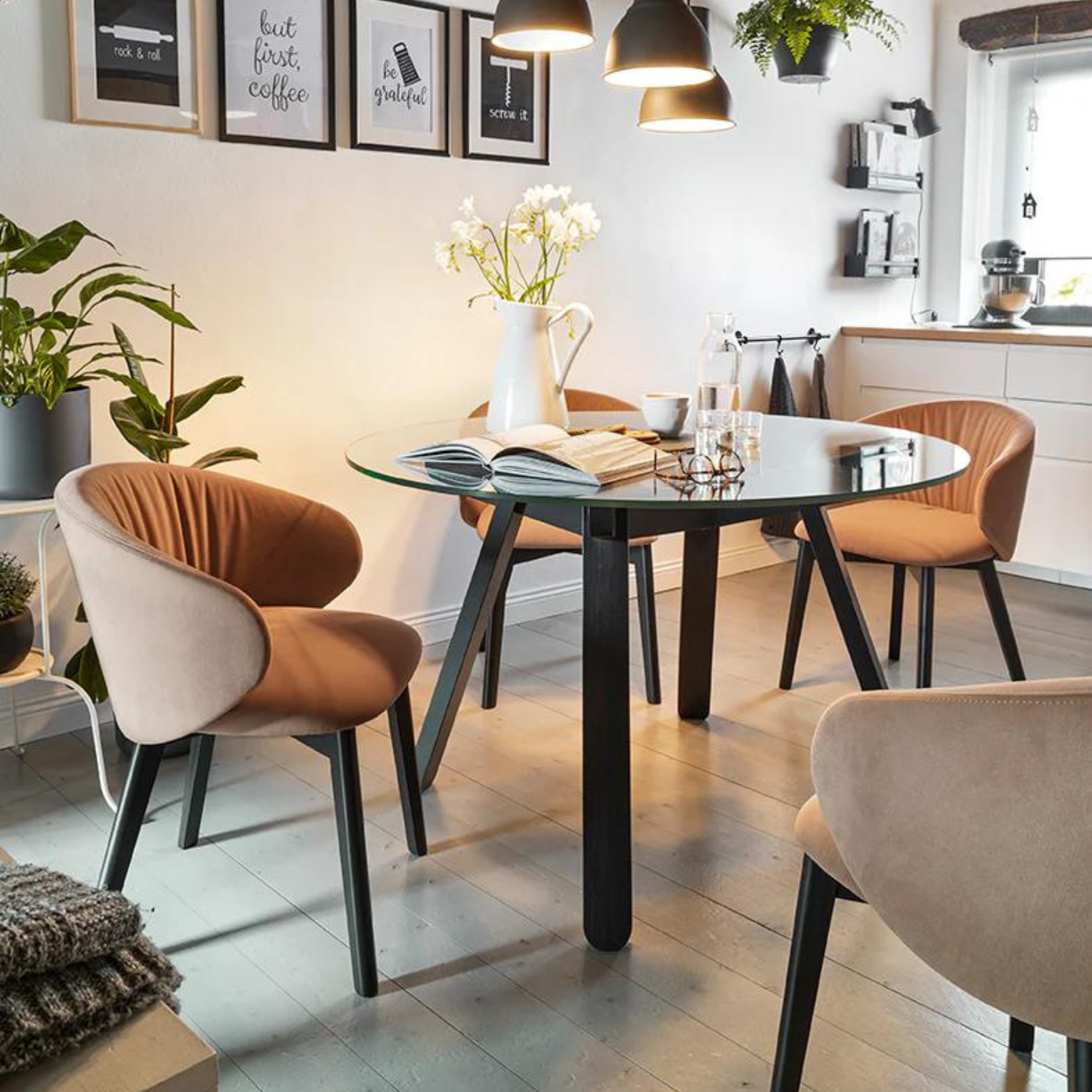 Set of modern living room chairs "Tuka Soft" with wooden legs